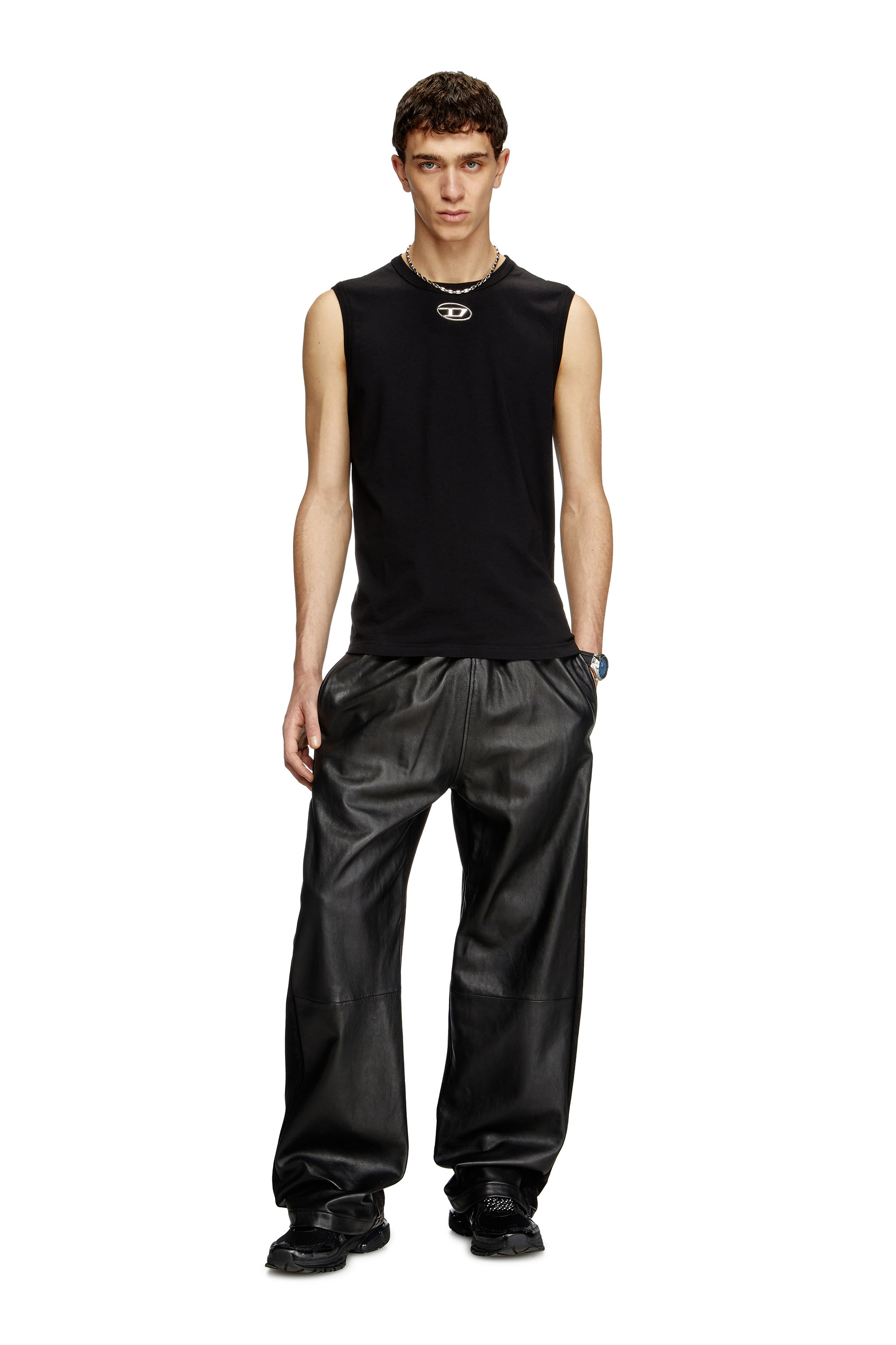 Diesel - T-BISCO-OD, Herren Tanktop mit Metallic-Oval D in Schwarz - 1