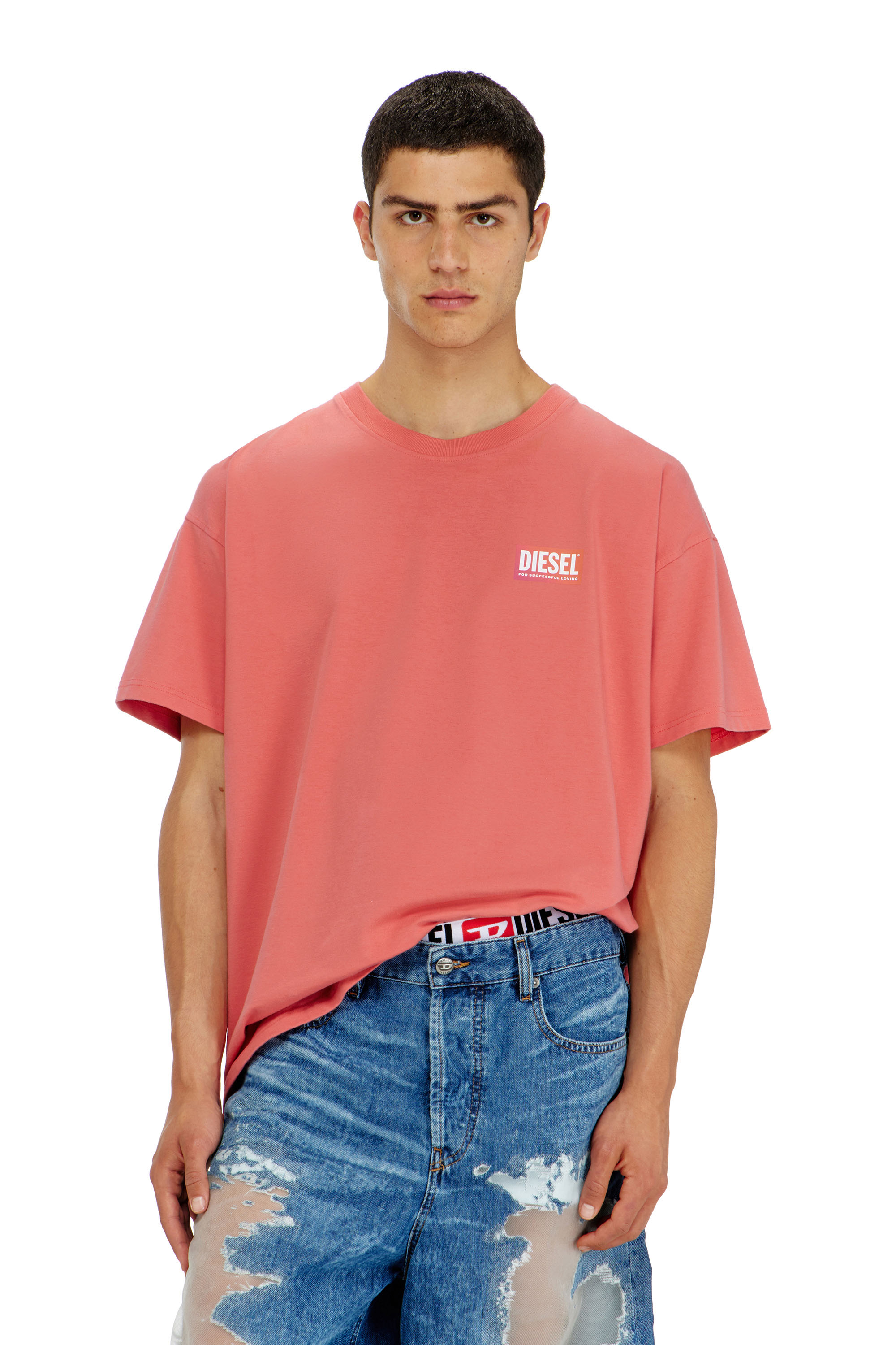 Diesel - PR-T-NORM-CHITIND-R, Unisex T-Shirt mit transparentem Logo auf der R&uuml;ckseite in Korallrosa - 1