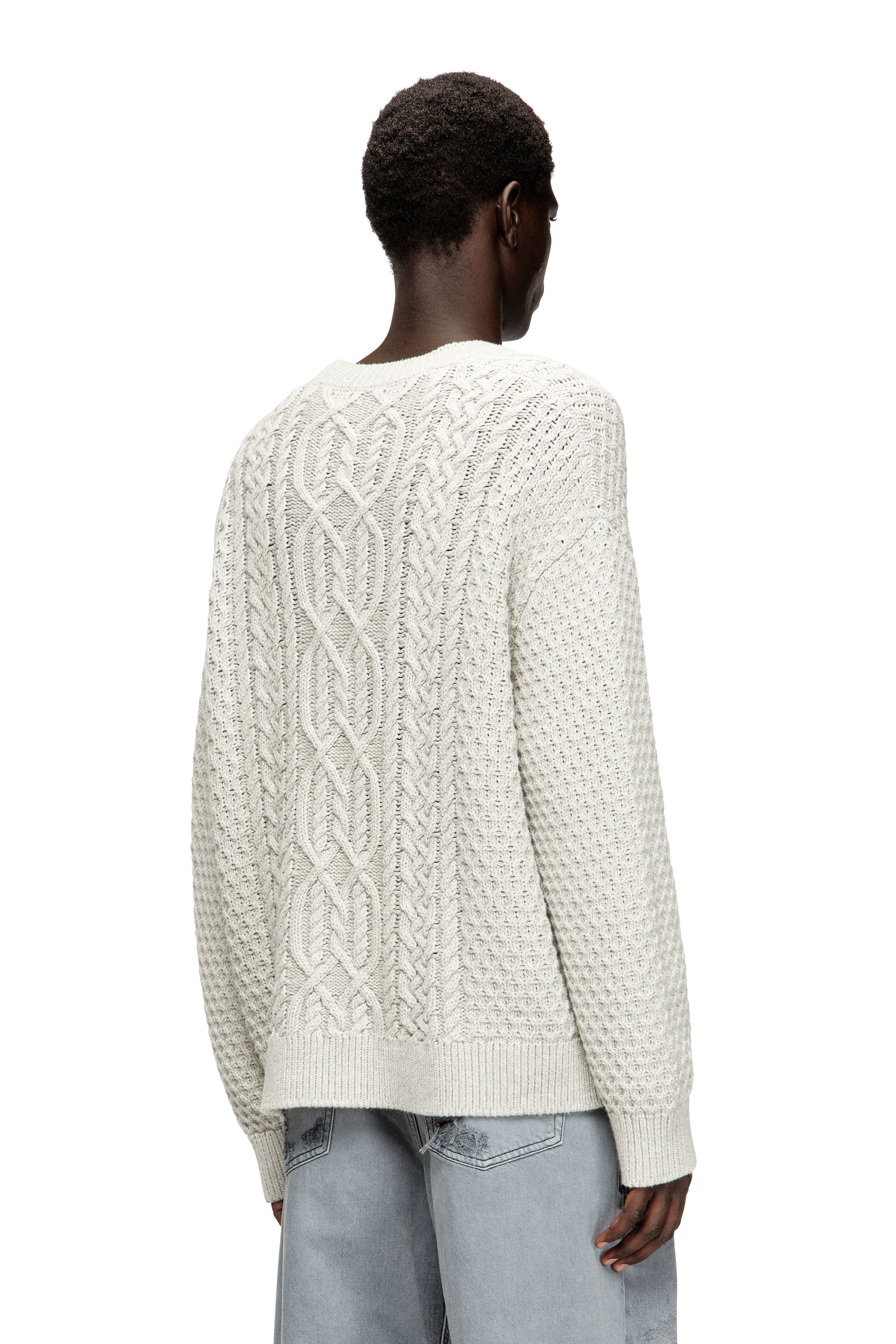 Diesel - K-ANTOINE, Herren Cable-knit cardigan with Diesel logo in Hellgrau - 4