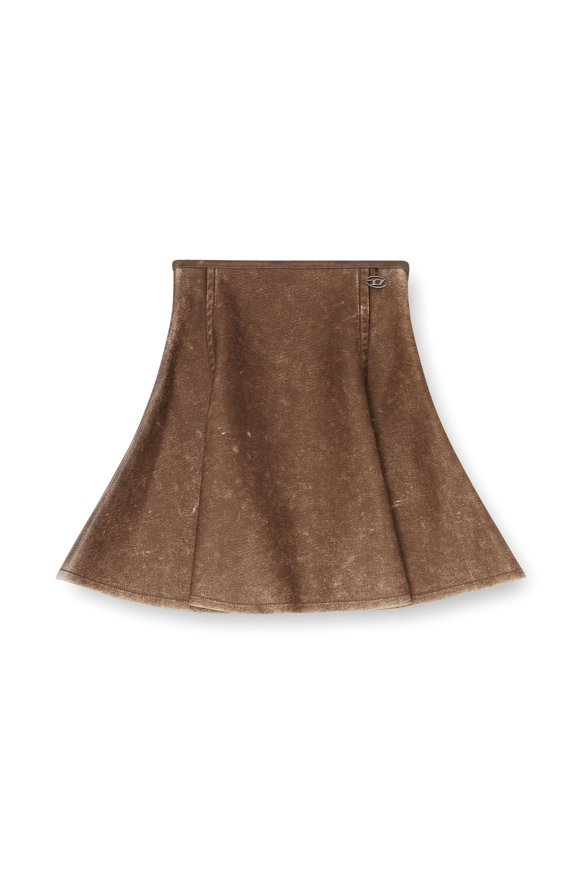 Diesel - O-ERINA, Damen Ausgestellter Minirock aus beschichtetem Material in null - 4