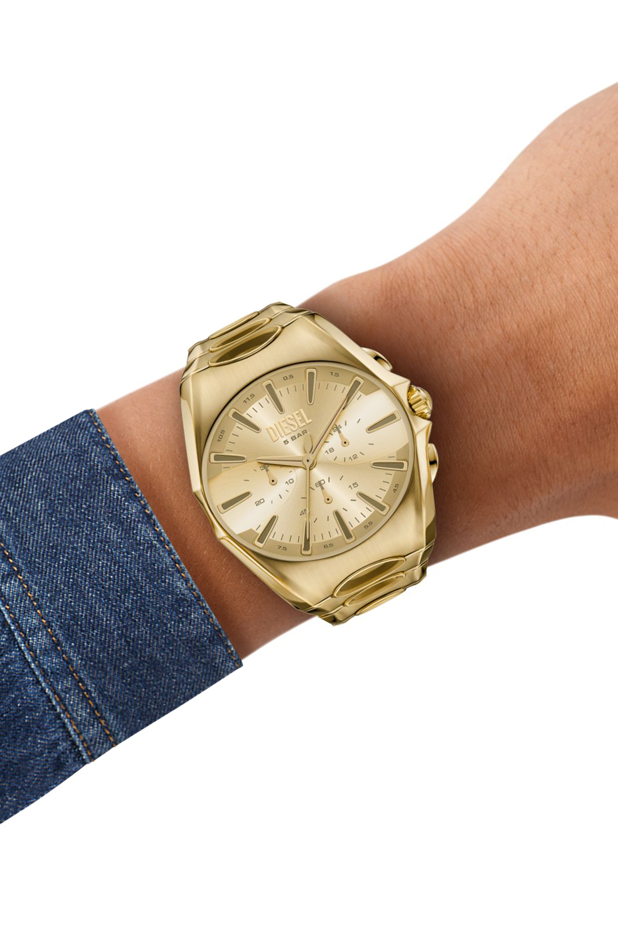 Diesel - DZ4695 WATCH, Man's D-Curve gold-tone stainless steel watch in Gold - 4