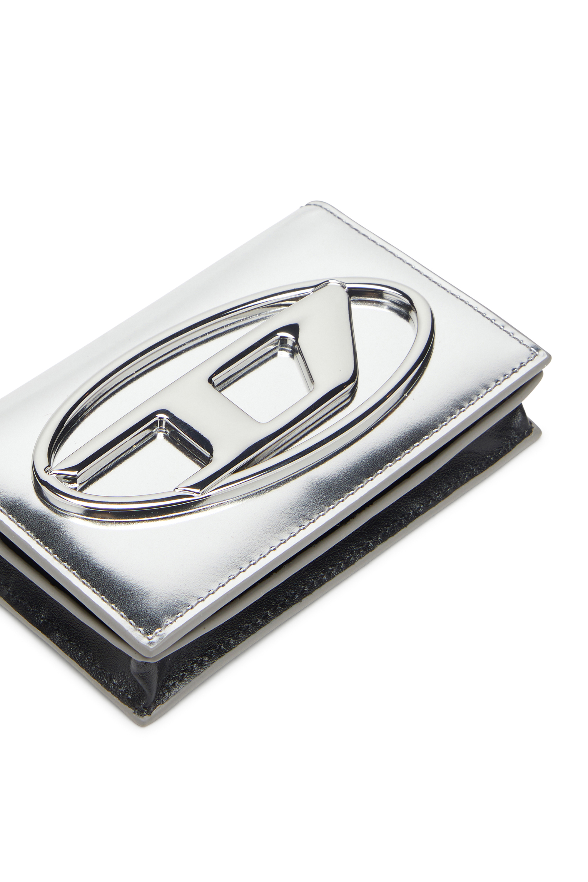 Diesel - 1DR CARD HOLDER IV, Damen Metallischer Lederkartenhalter in Silber - 4