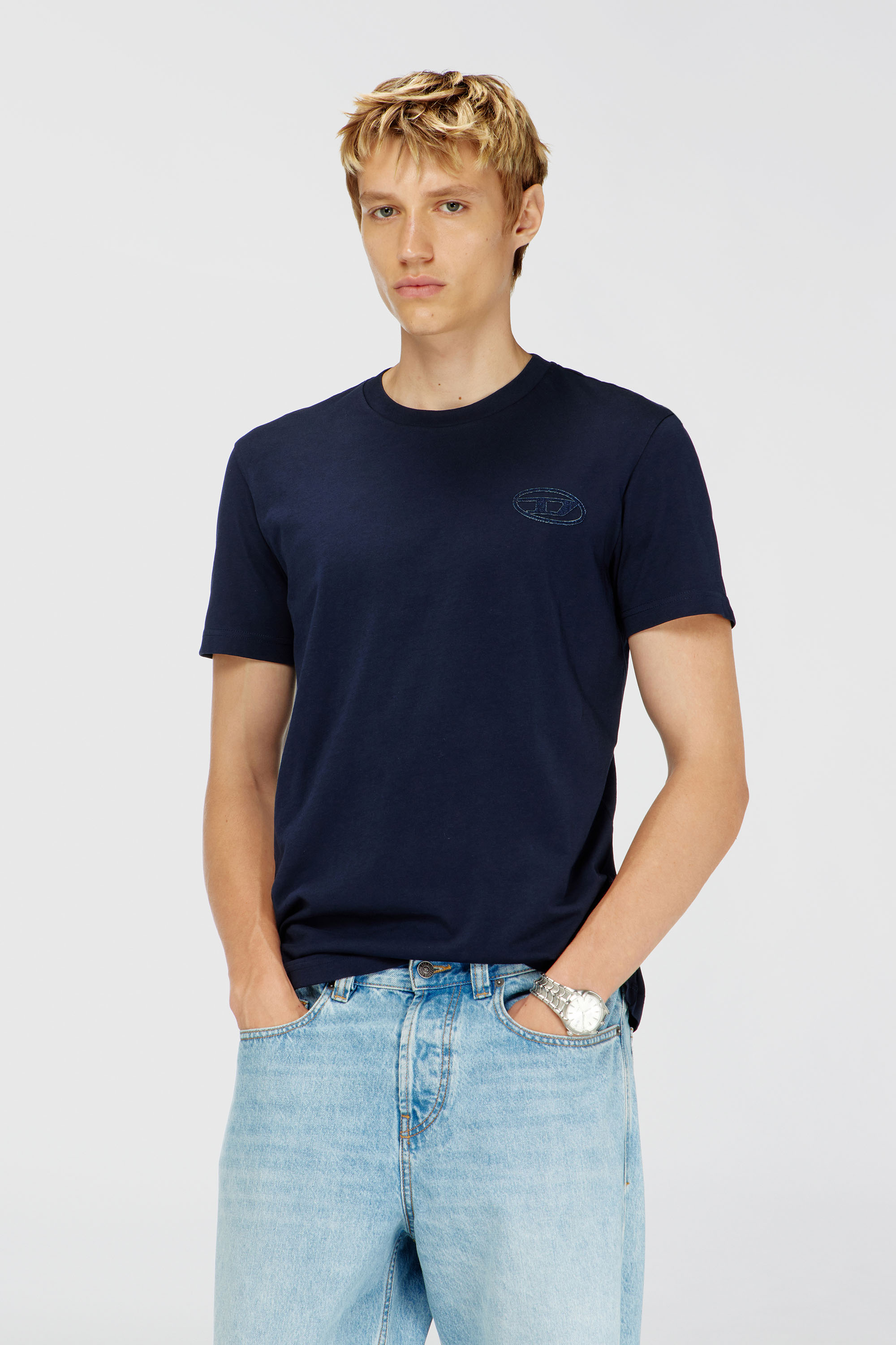 Diesel - T-DIEGO-T92, Herren T-Shirt aus Baumwolle mit Oval D Logo in Blau - 3