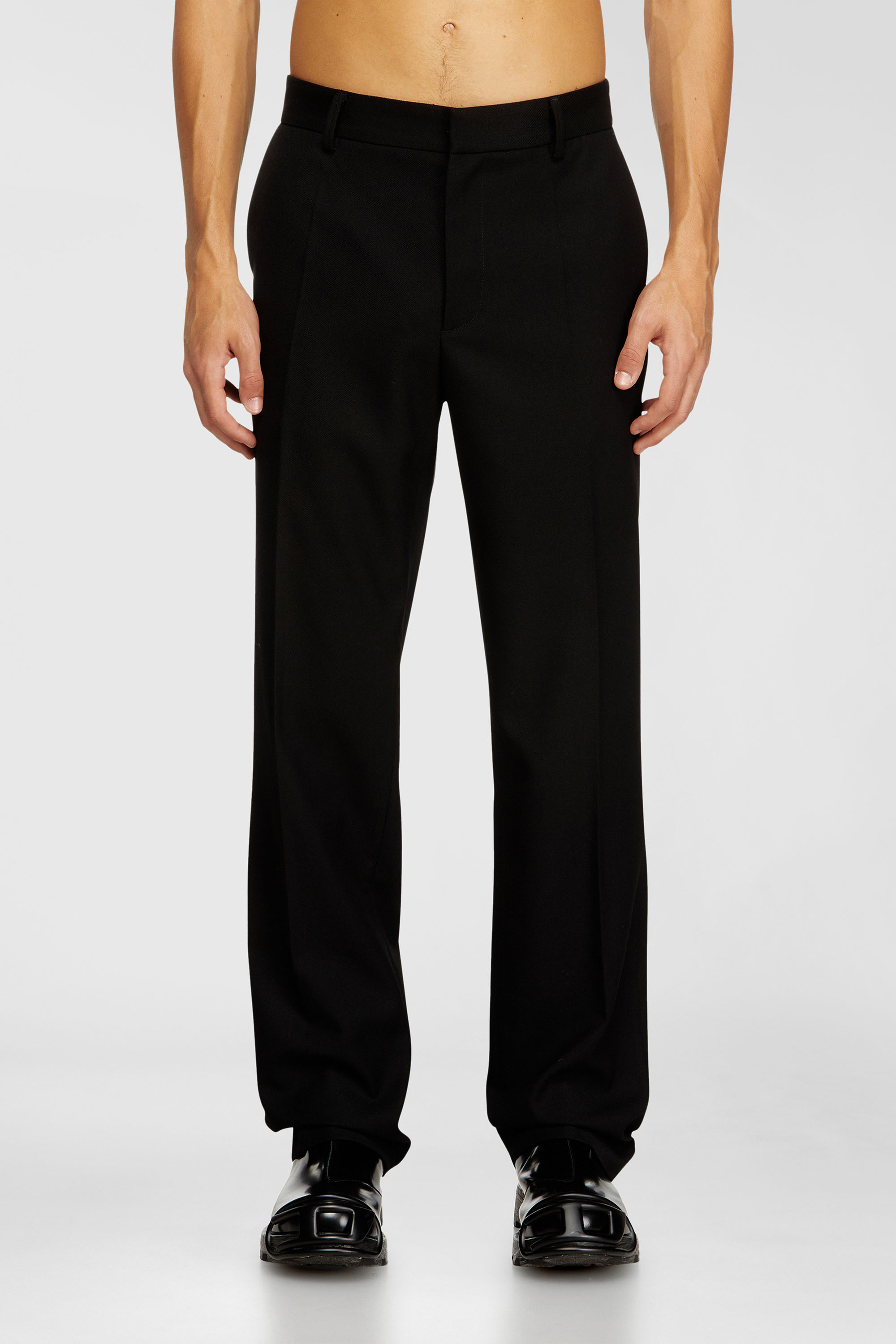 Diesel - P-AM-EPCI, Herren Wollmischung-Hose mit Metalletikett in Schwarz - 3