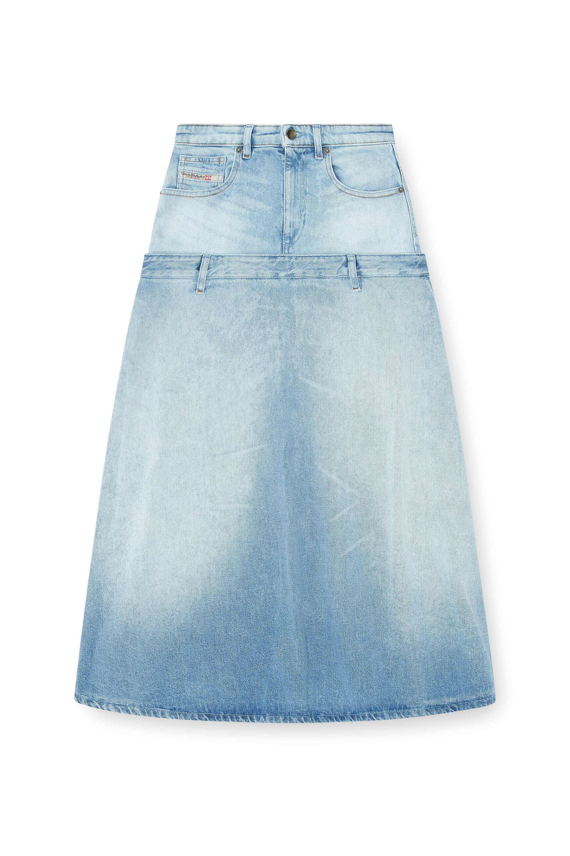 Diesel - DE-VORYA-S, Damen Jeansrock mit Lagen-Design in Hellblau - 3