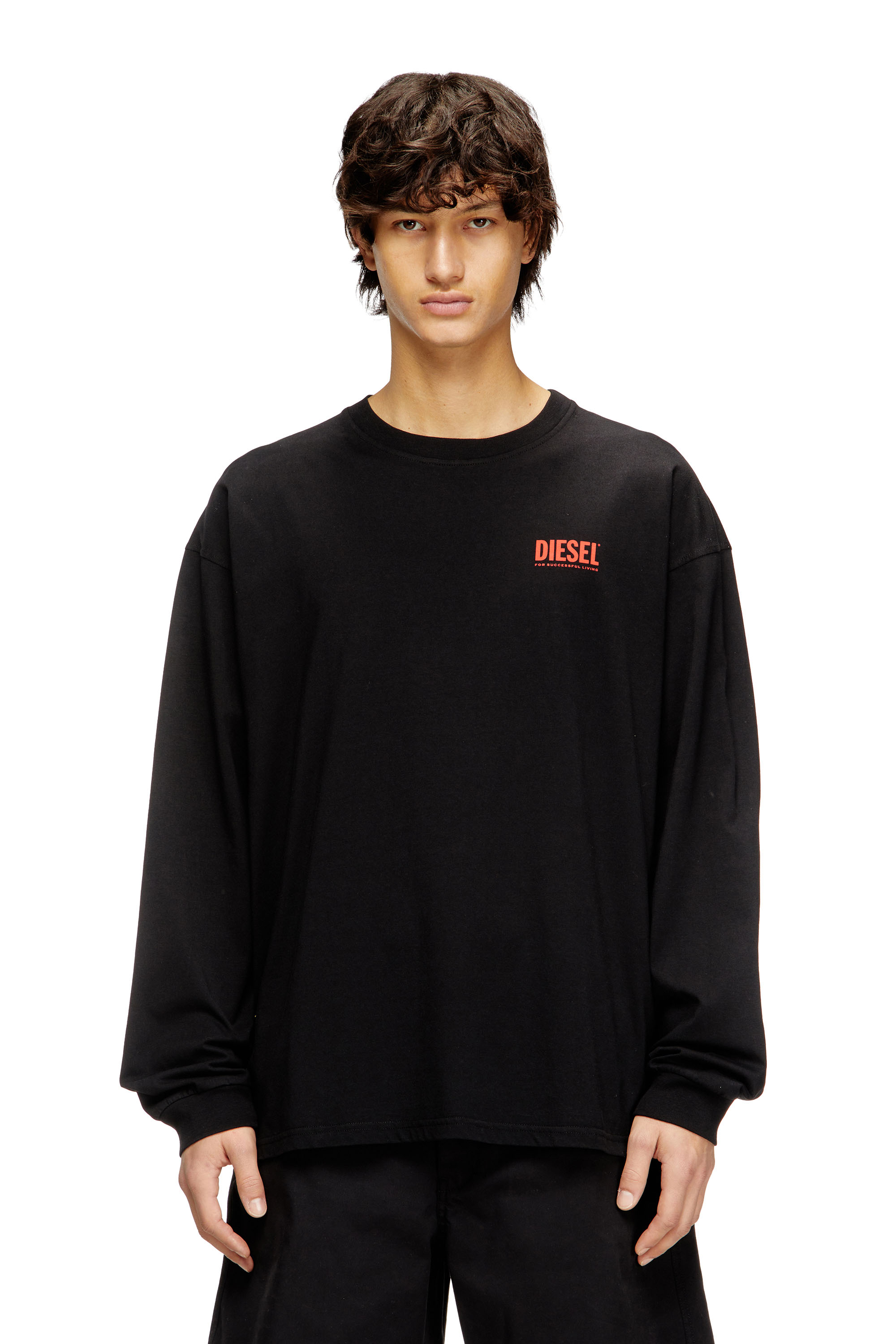 Diesel - T-BOXT-LS-BISK, Herren Lässig geschnittenes Langarm-T-Shirt mit Diesel-Logos in Schwarz - 1