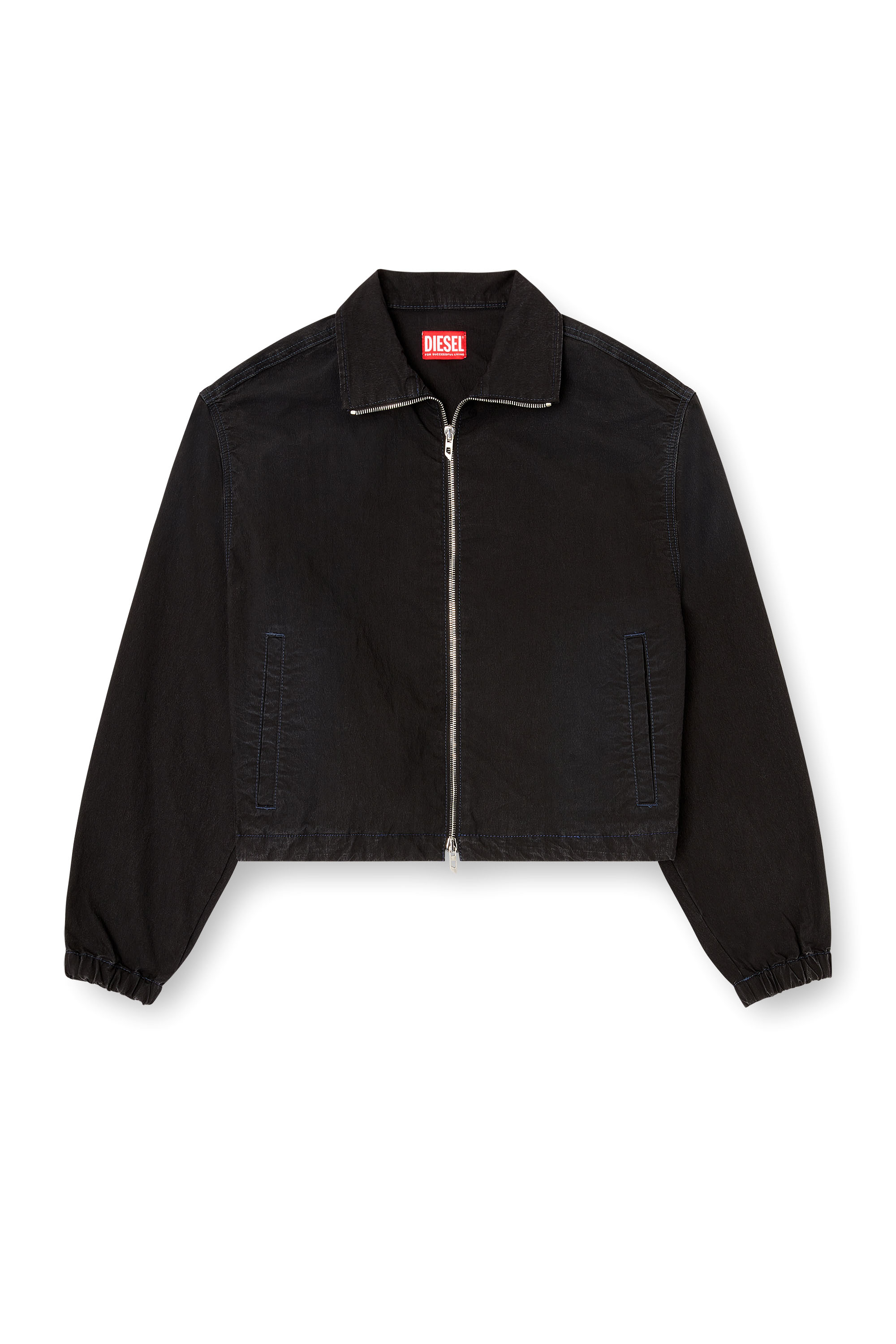 Diesel - DE-SANDERZ JOGG, Damen Technische hochgeschlossene Jacke aus JoggJeans in Schwarz - 3