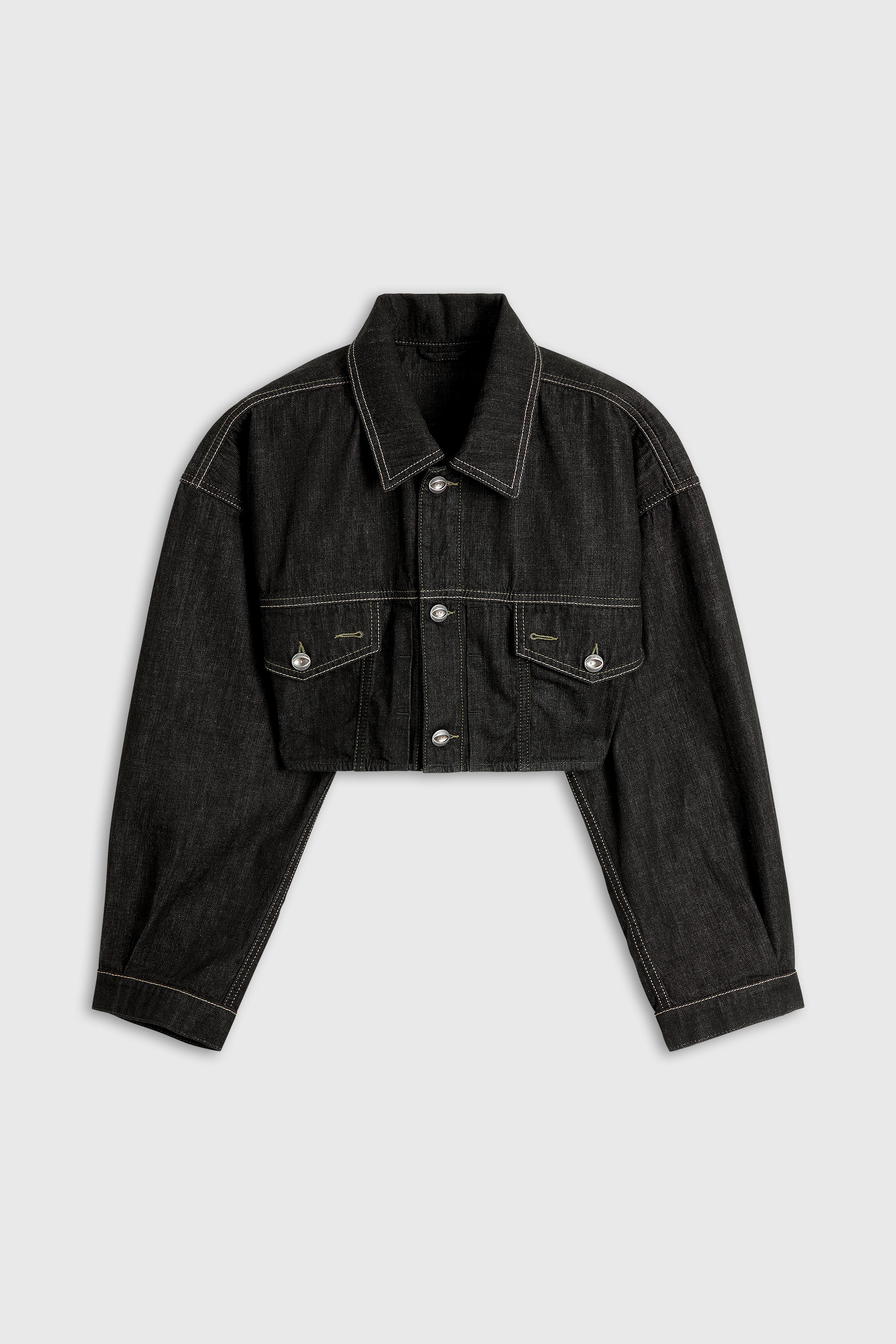 Diesel - DE-MALLEY, Damen Oversized cropped Trucker-Jacke aus rinse denim in Schwarz - 2