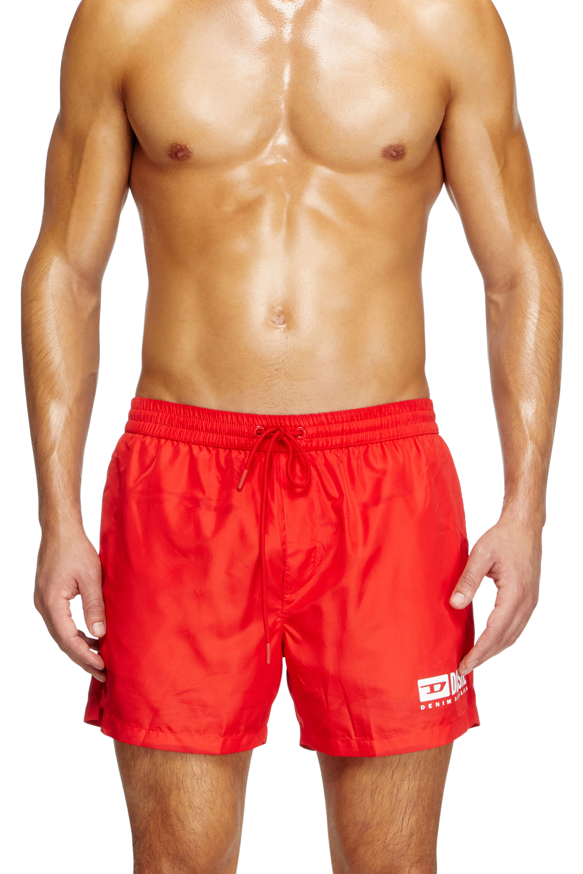 Diesel - KEN-37-D-BOX, Herren Mittellange Badeshorts mit Logo-Print in Rot - 2