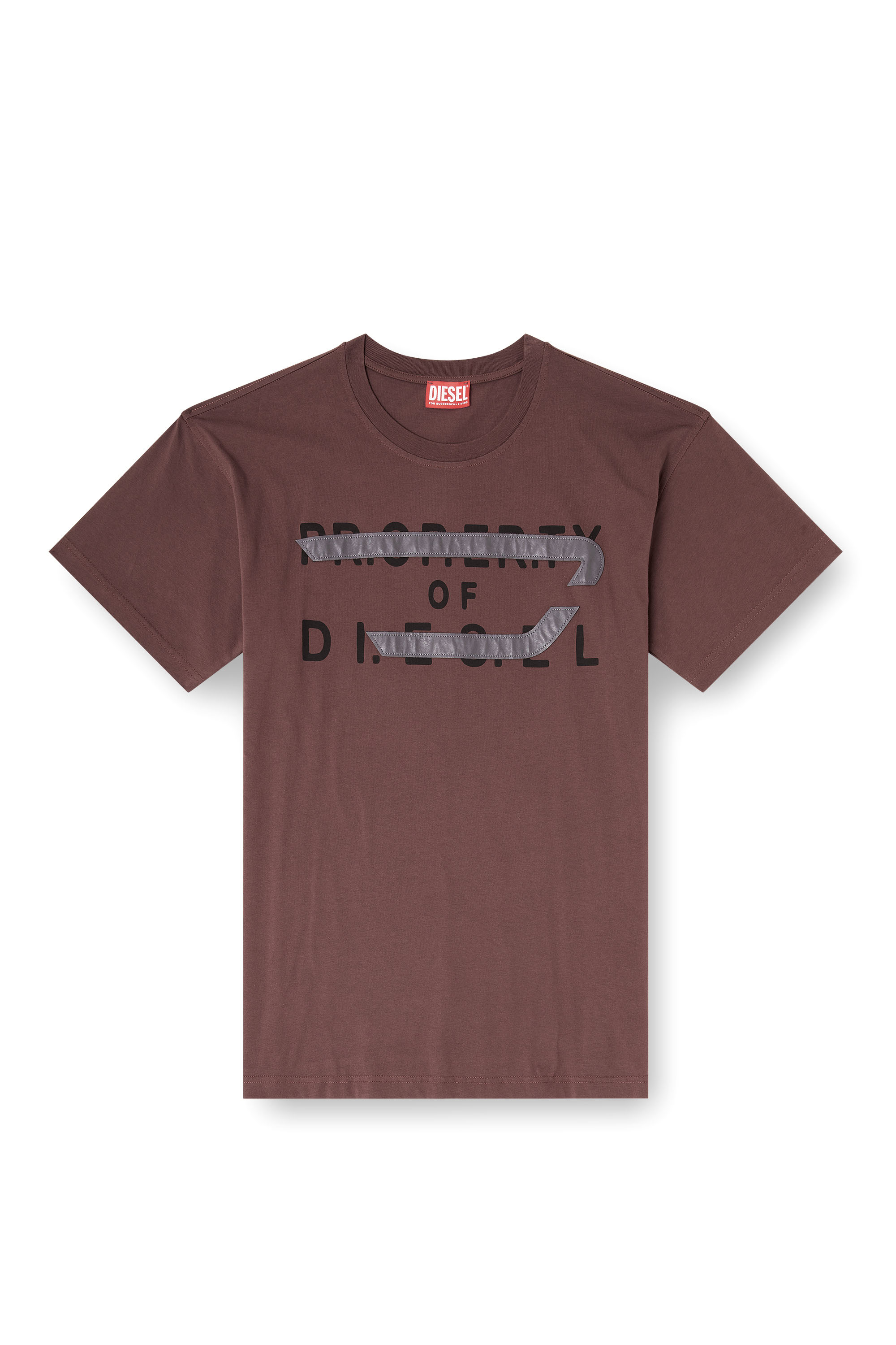Diesel - T-NORM-V11, Herren Regul&auml;res T-Shirt mit D-Applikation in Braun - 3