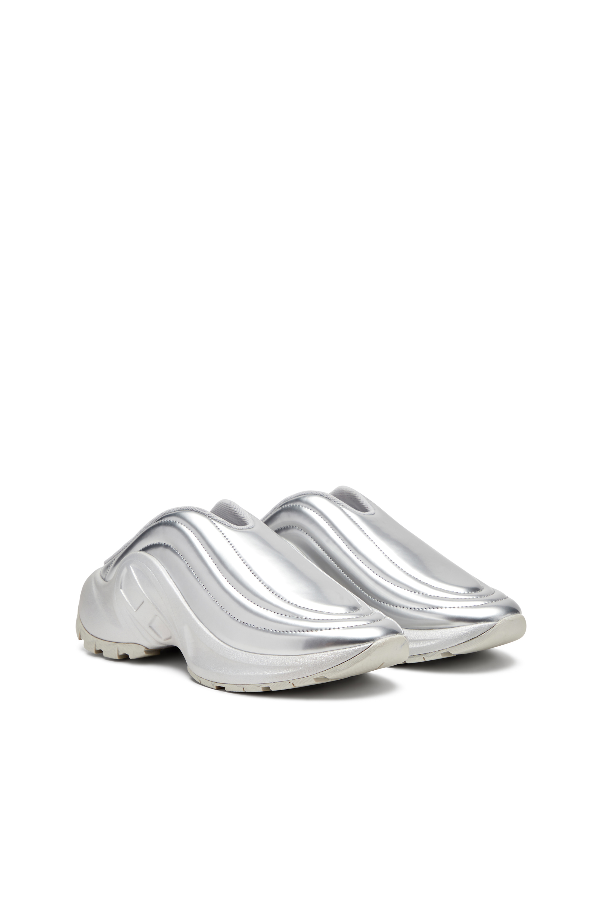 Diesel - S-D-RUNNER MULE X, Unisex Pantoletten in Metallic-Optik in Silber - 3