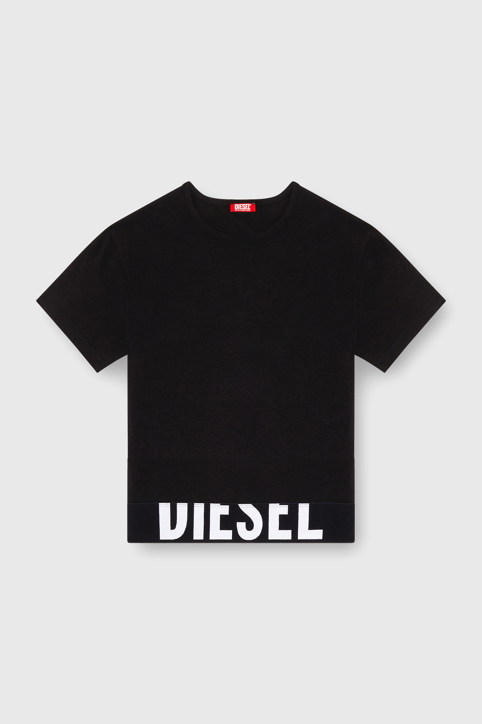 Diesel - UFTEE-SPORT-CROPPED-T-SHIRT, Damen Sportliches verk&uuml;rztes Top mit Logo-Band in Schwarz - 2