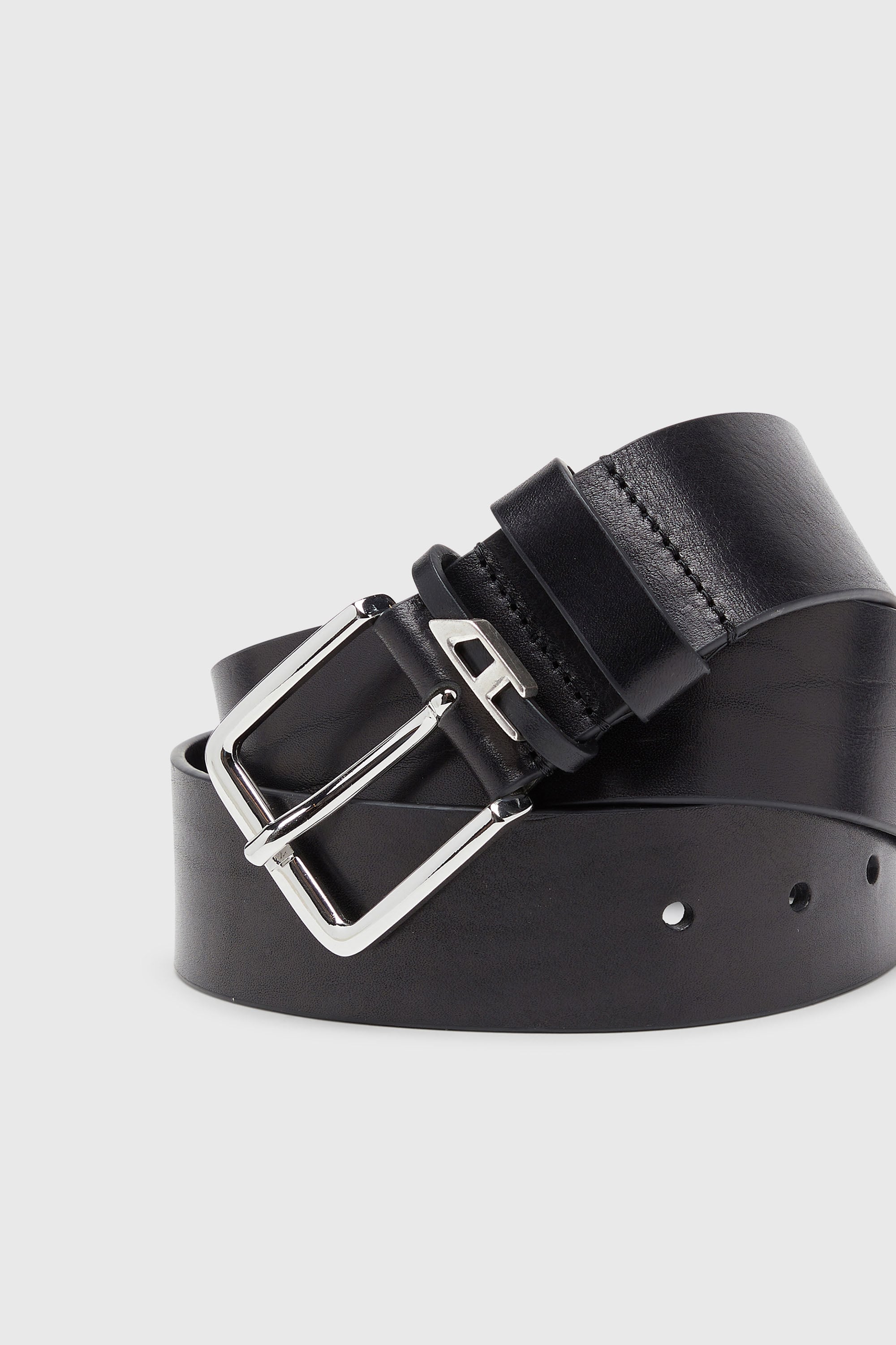 Diesel - B-D LOOP, Herren 4 cm G&uuml;rtel aus Crinkle-Leder in Schwarz - 3