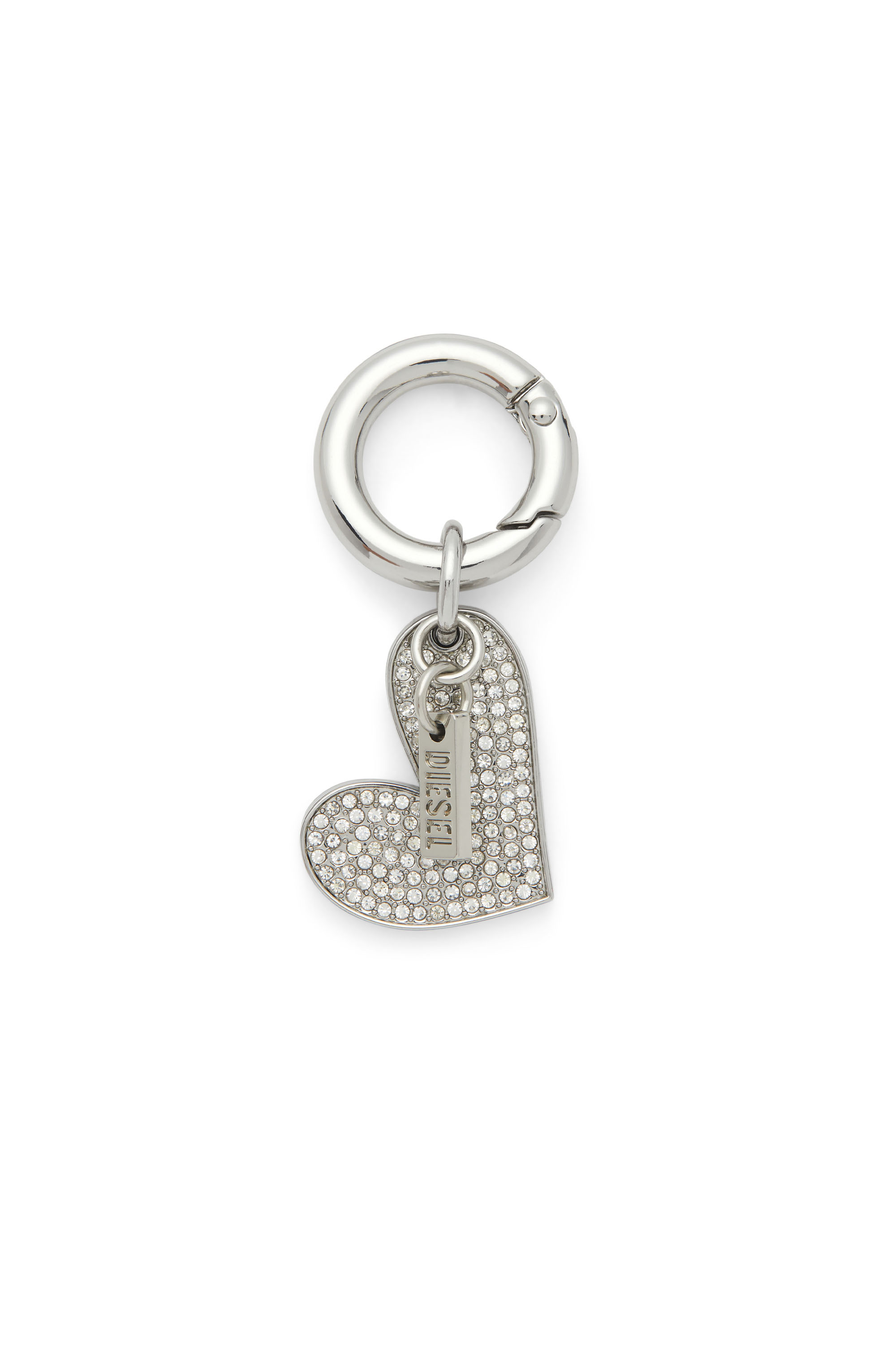 Diesel - CHARM-HEART, Damen Metallherz-Anhänger mit Strasssteinen in Silber - 1