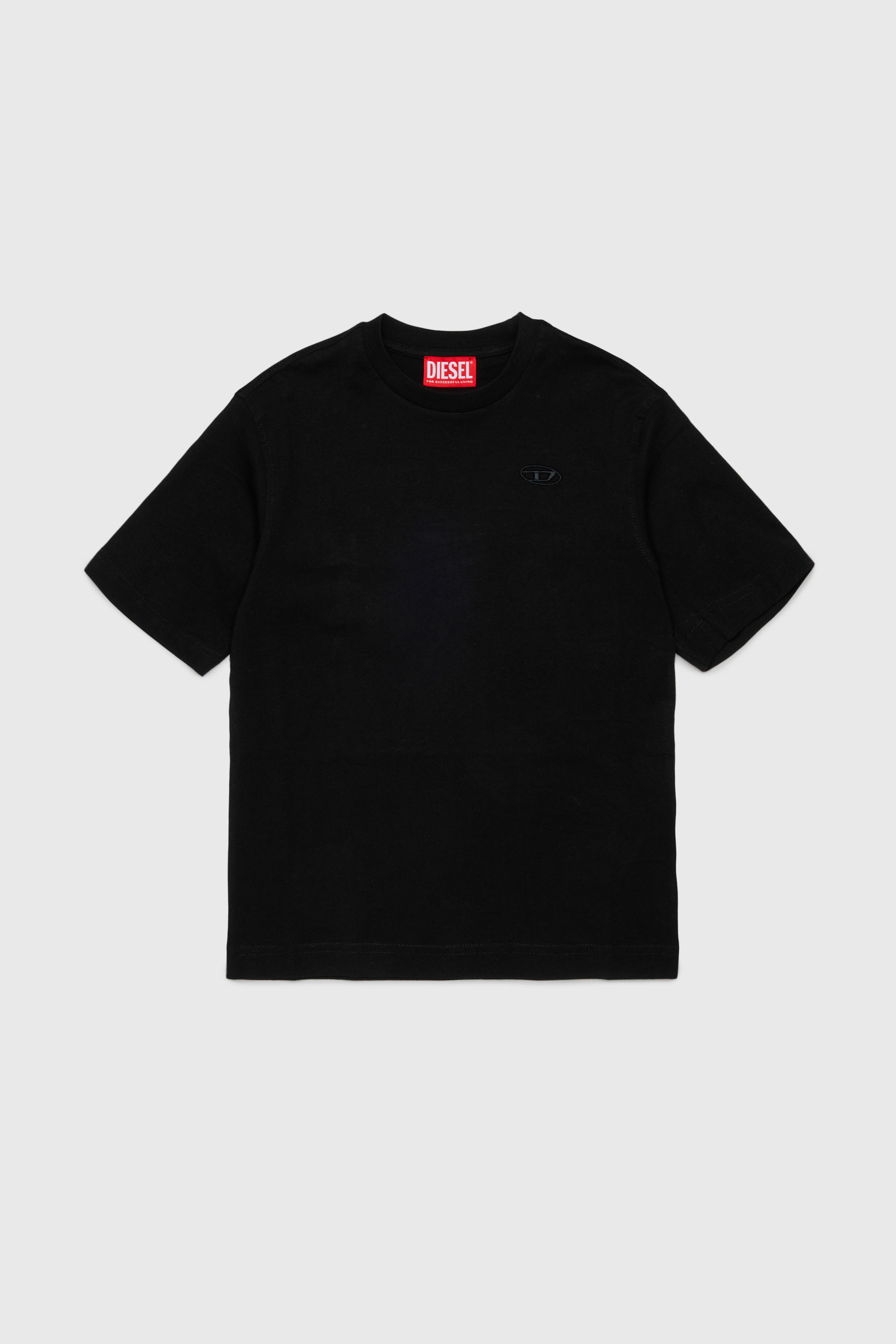 Diesel - TSCRAP OVER, Man's T-shirt with Oval D embroidery and flock print in Black - 1
