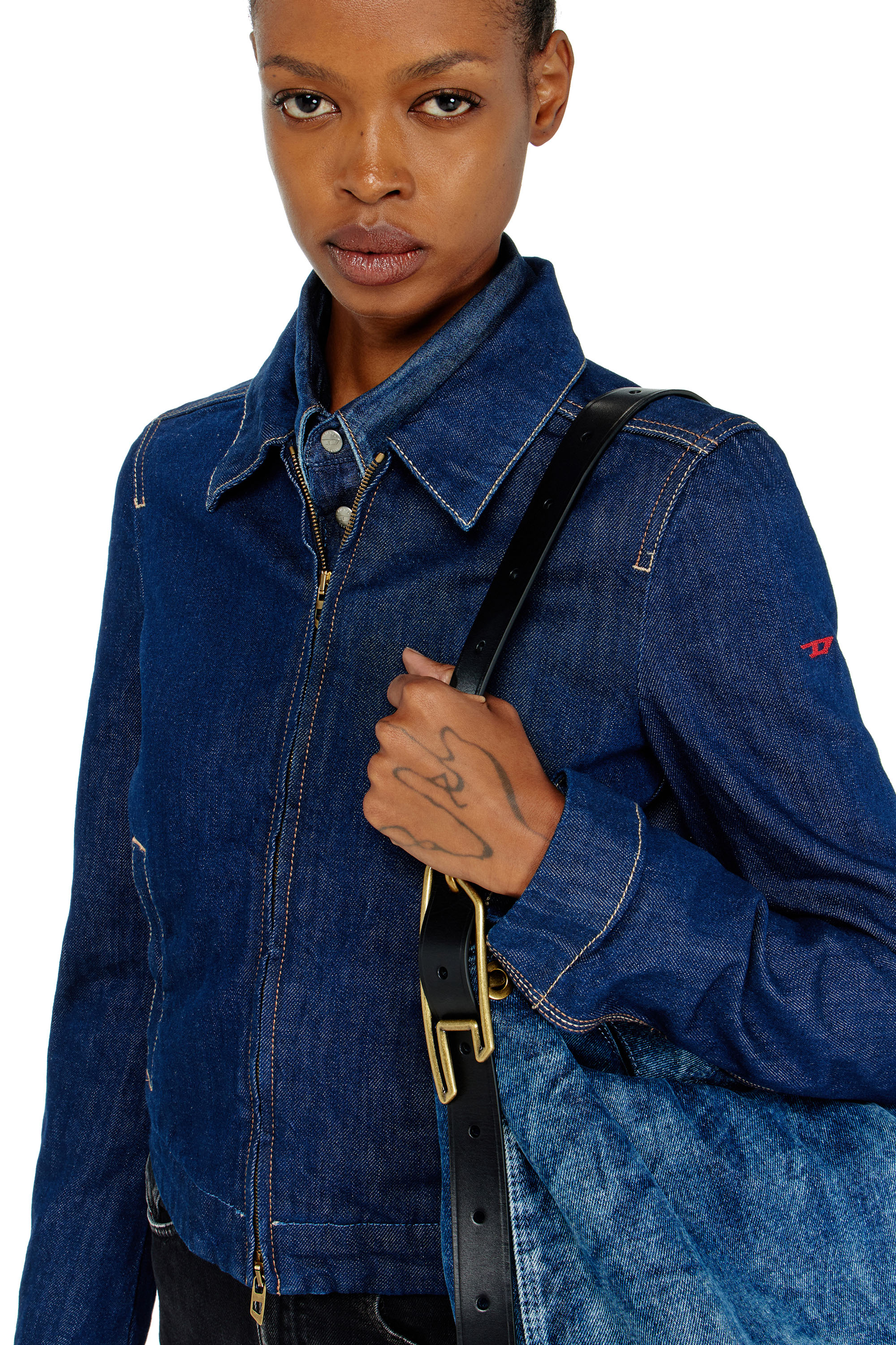 Diesel - DE-CORB, Damen Coach-Jacke aus rinse denim in Dunkelblau - 4