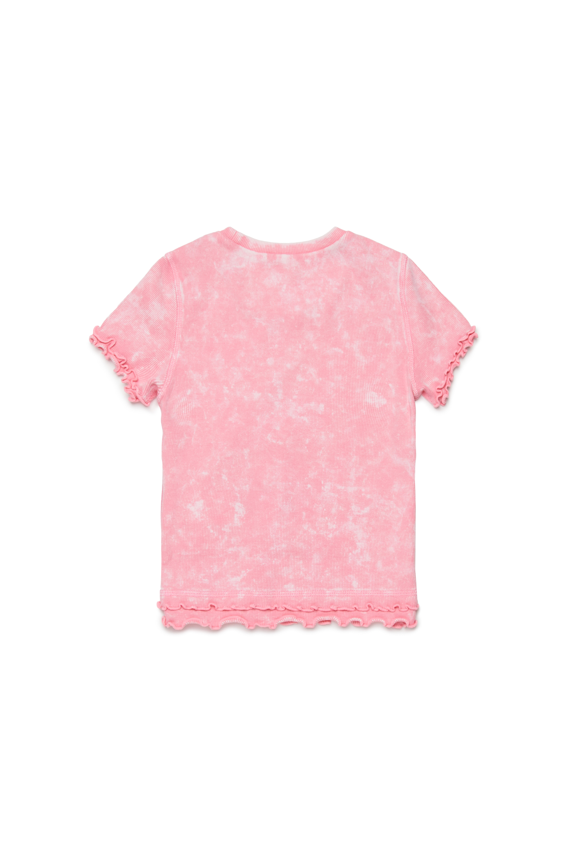 Diesel - TAILIA, Damen Geripptes T-Shirt mit R&uuml;schen in Rosa - 2