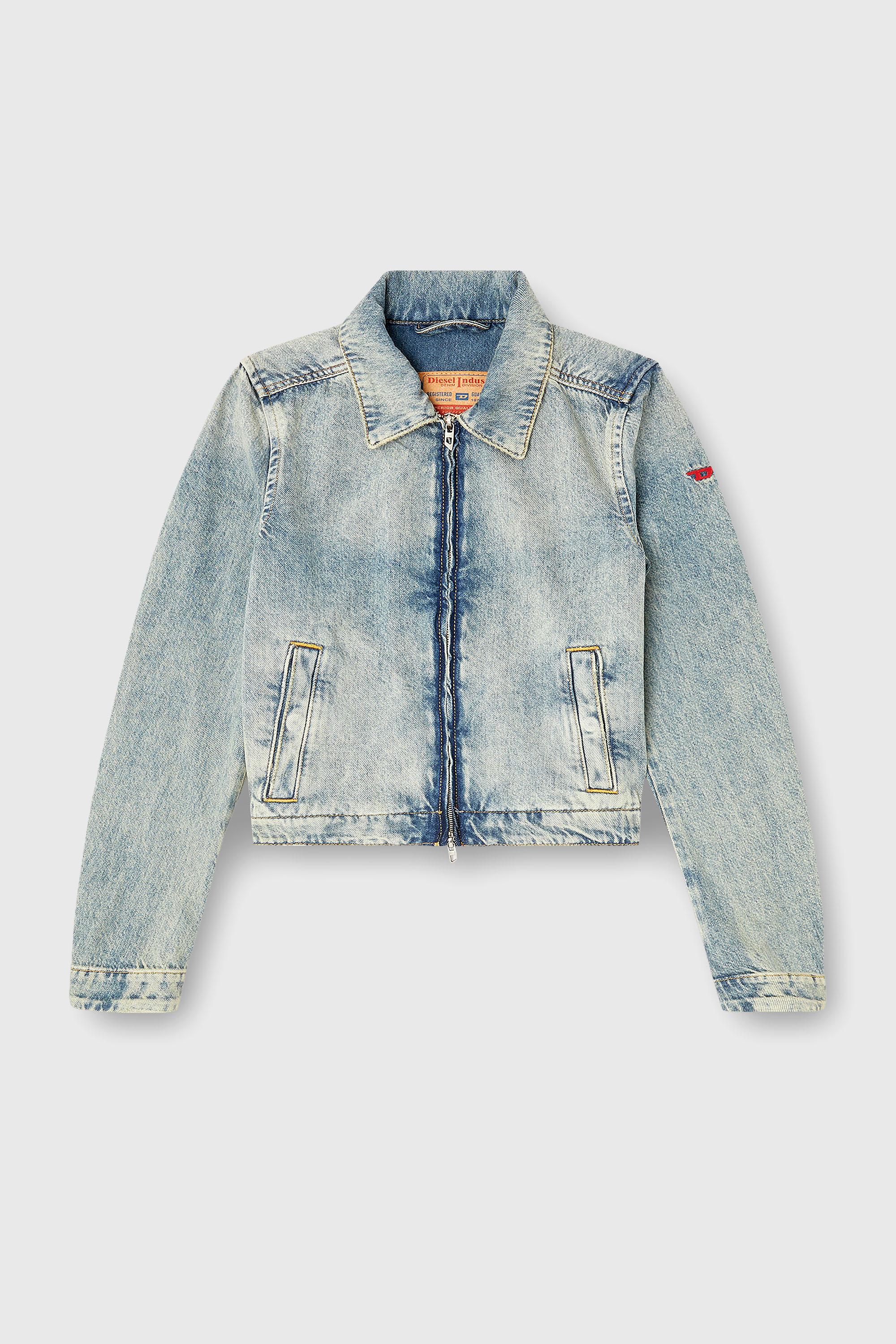 Diesel - DE-CORB, Damen Jacke aus-Denim mit flie&szlig;ender Struktur im Schmutz-Effekt in Hellblau - 2