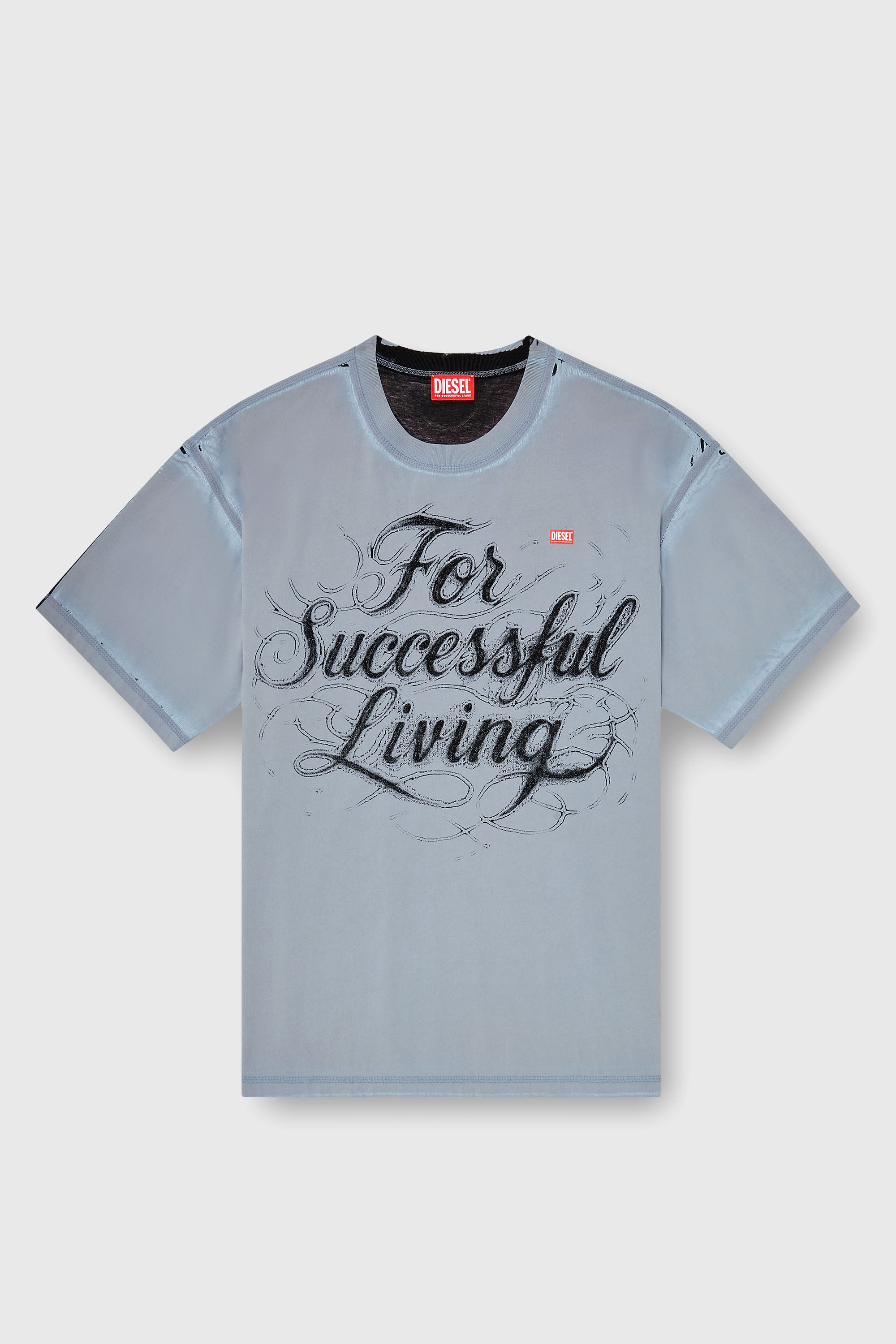 Diesel - T-BOXT-AA8, Herren T-Shirt mit For Successful Living Print in Grau - 2
