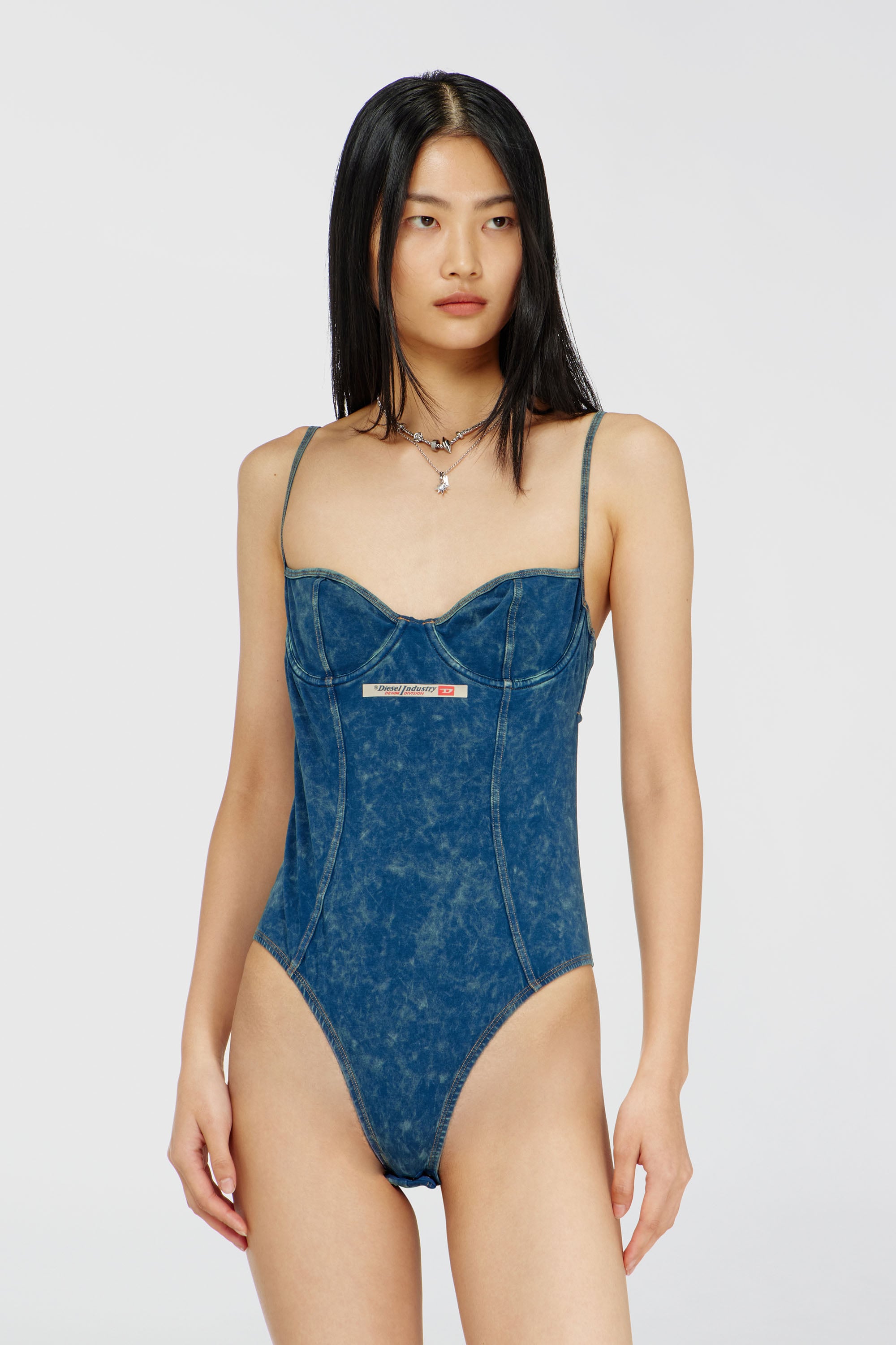 Diesel - TILDA-DNM, Damen Body mit denim-effekt und cut-out am R&uuml;cken in Blau - 1