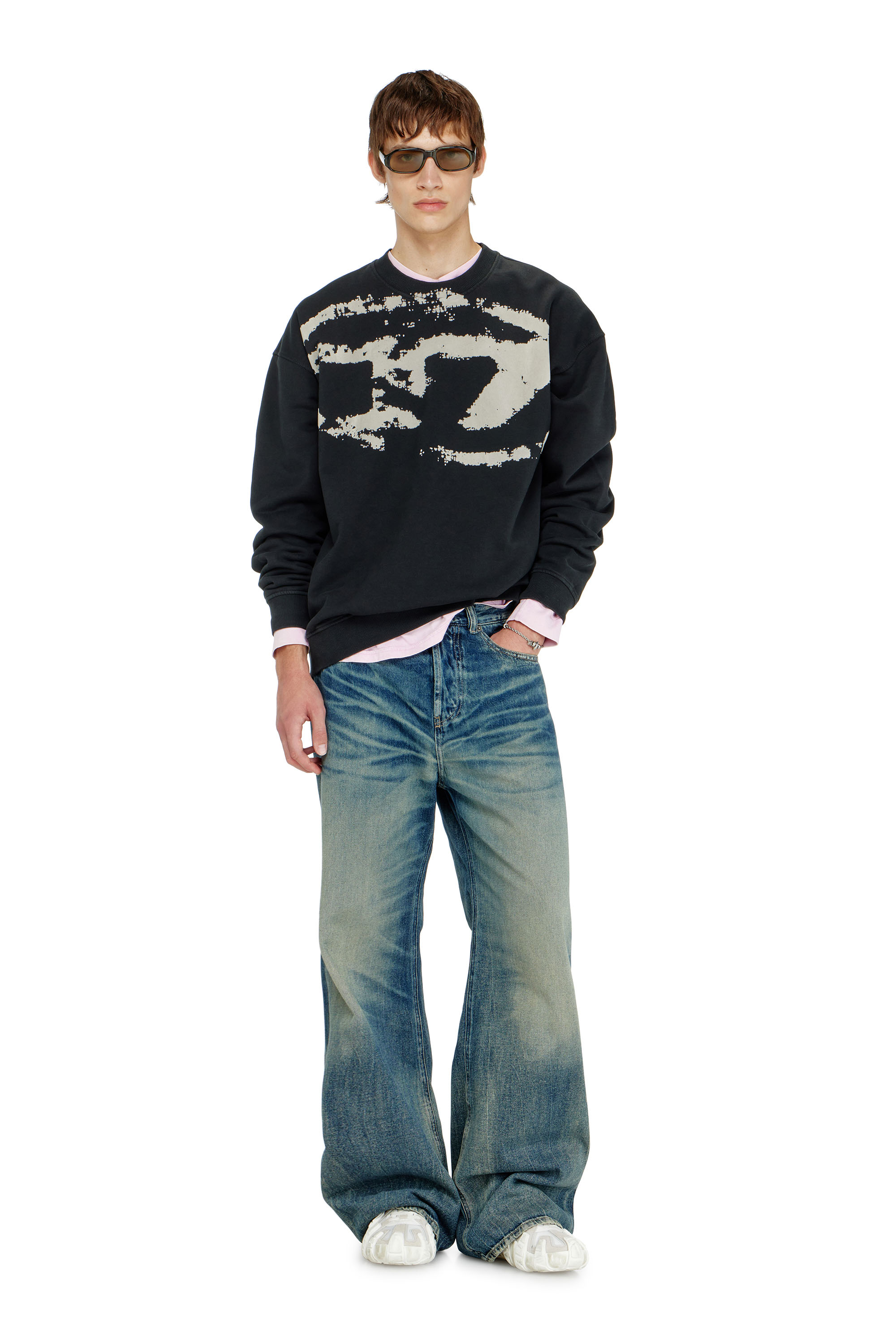 Diesel - S-BOXT-N5, Herren Baumwoll-Sweatshirt mit geflocktem Oval D in null - 2