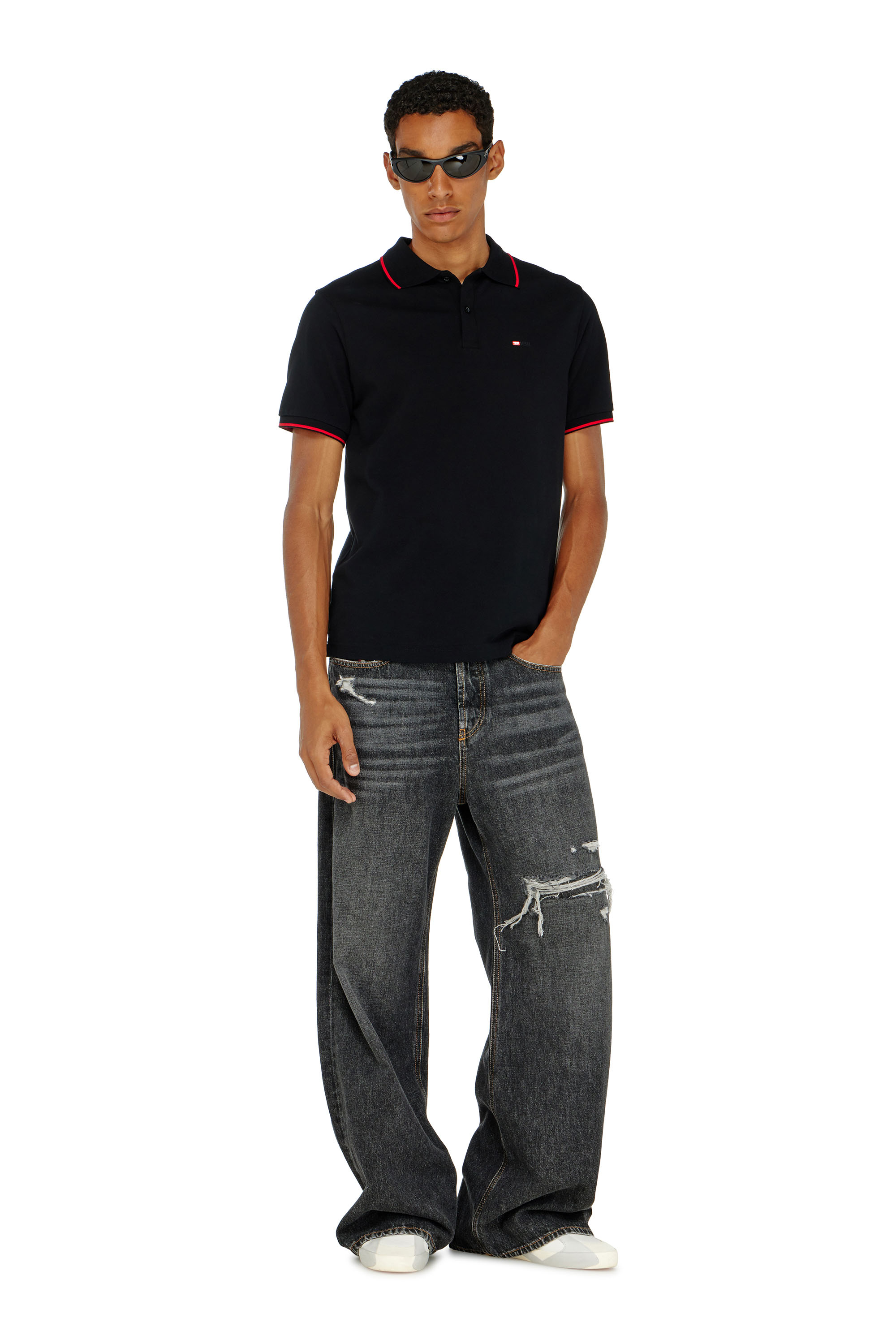 Diesel - T-FERRY-MICRODIV, Herren Poloshirt mit Diesel-Microstickerei in Schwarz - 2