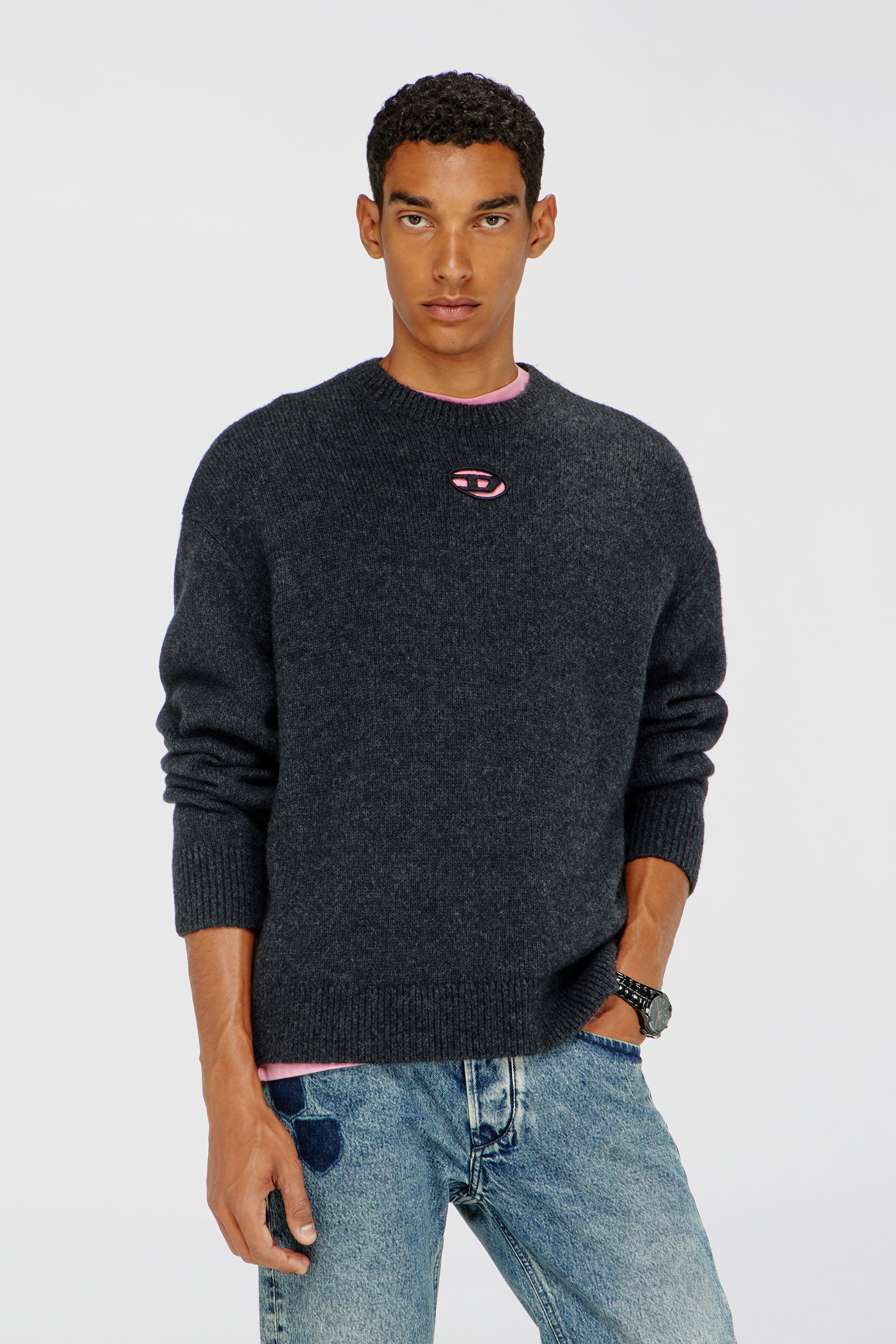 Diesel - K-AREESO, Herren Pullover aus Woll- und Alpakamischung in Schwarz - 1
