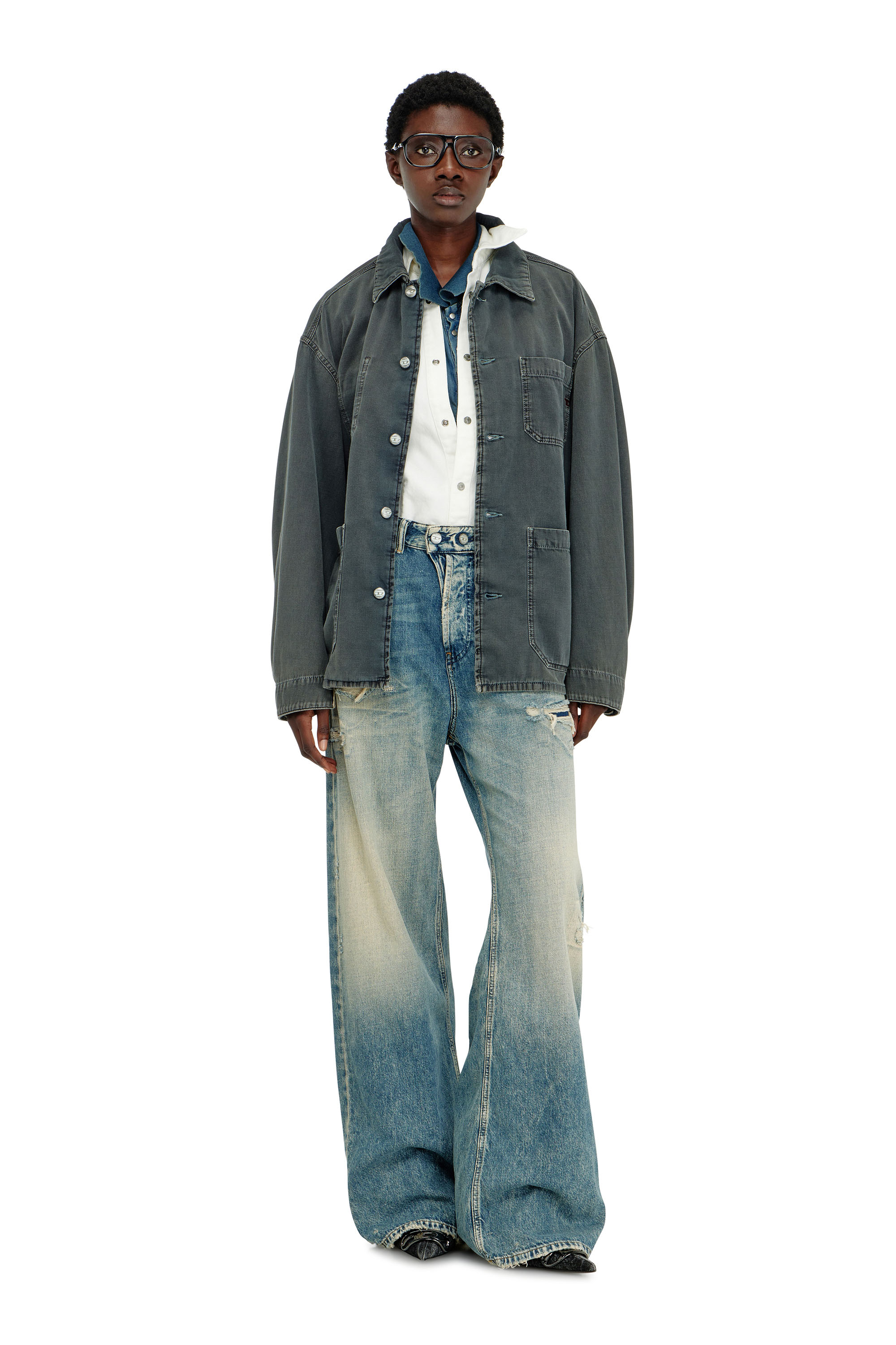 Diesel - D-STACK-U, Unisex Utility-Jacke aus farbigem denim in Grau - 2