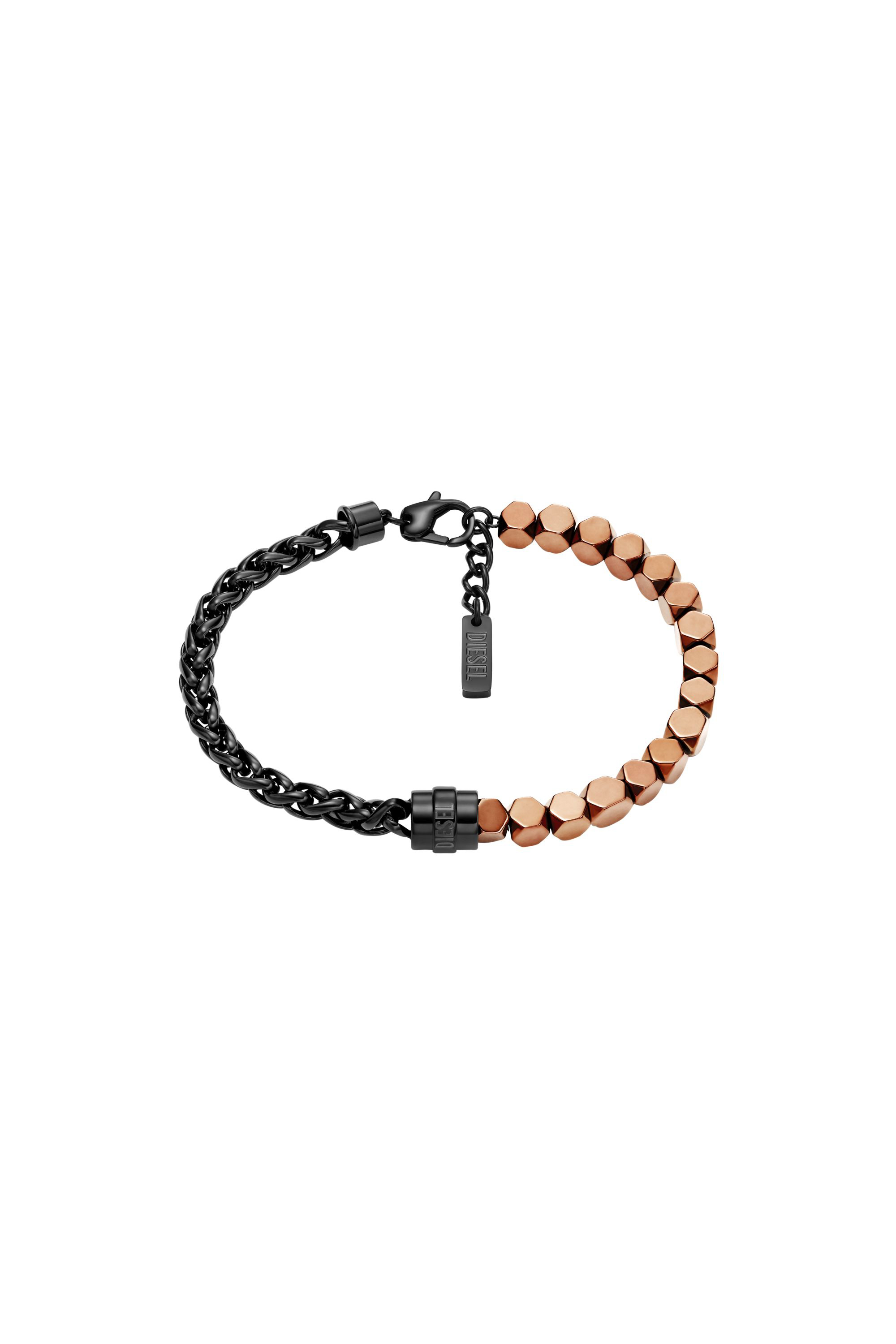 Diesel - DX1648931 JEWELLERY, Unisex Armband mit Perlen aus Edelstahl und Hämatit in Schwarz/Bronze - 1
