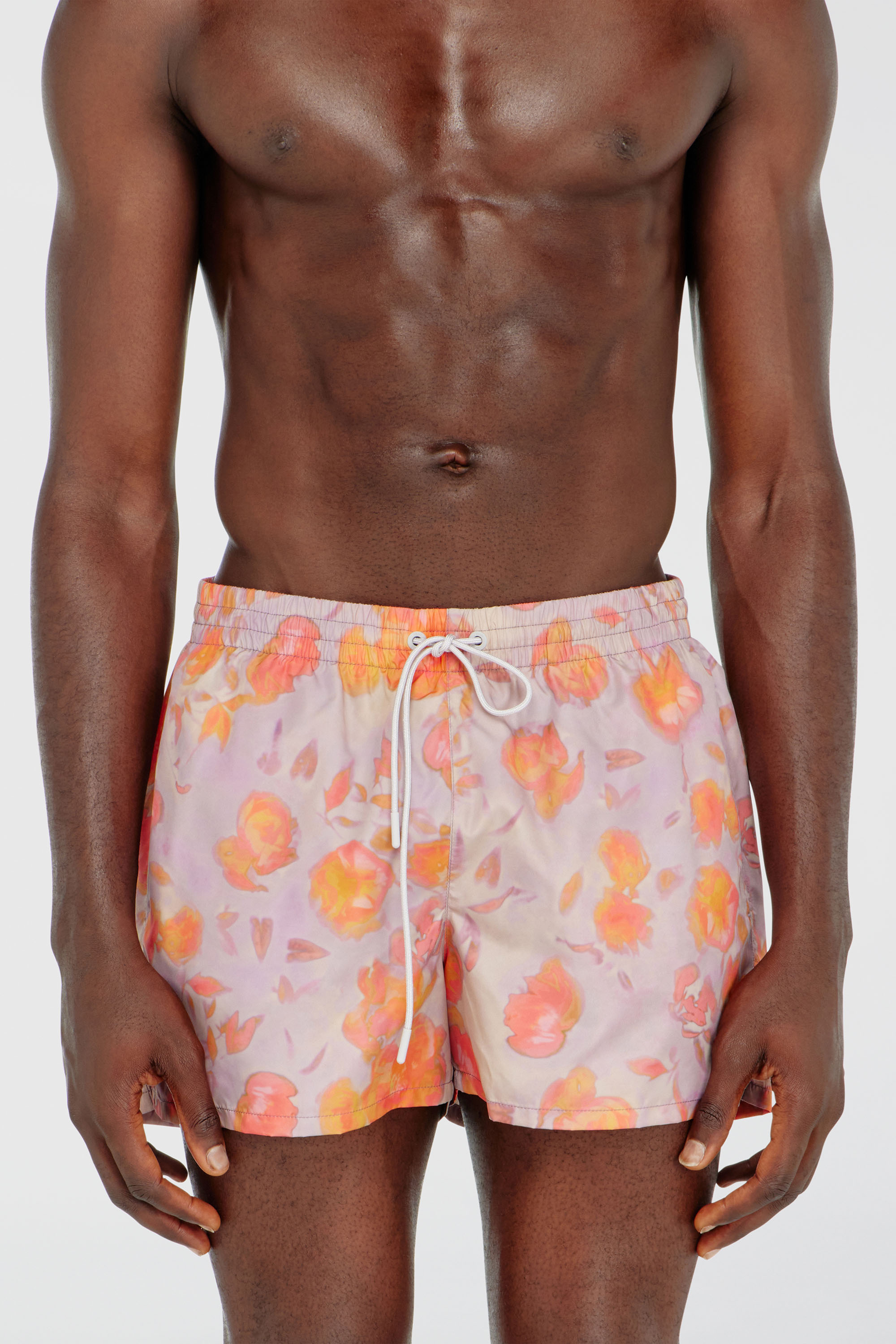 Diesel - OLLY-34-D-CORE, Herren Metallische Badeshorts mit Blumenmuster in Lila - 1