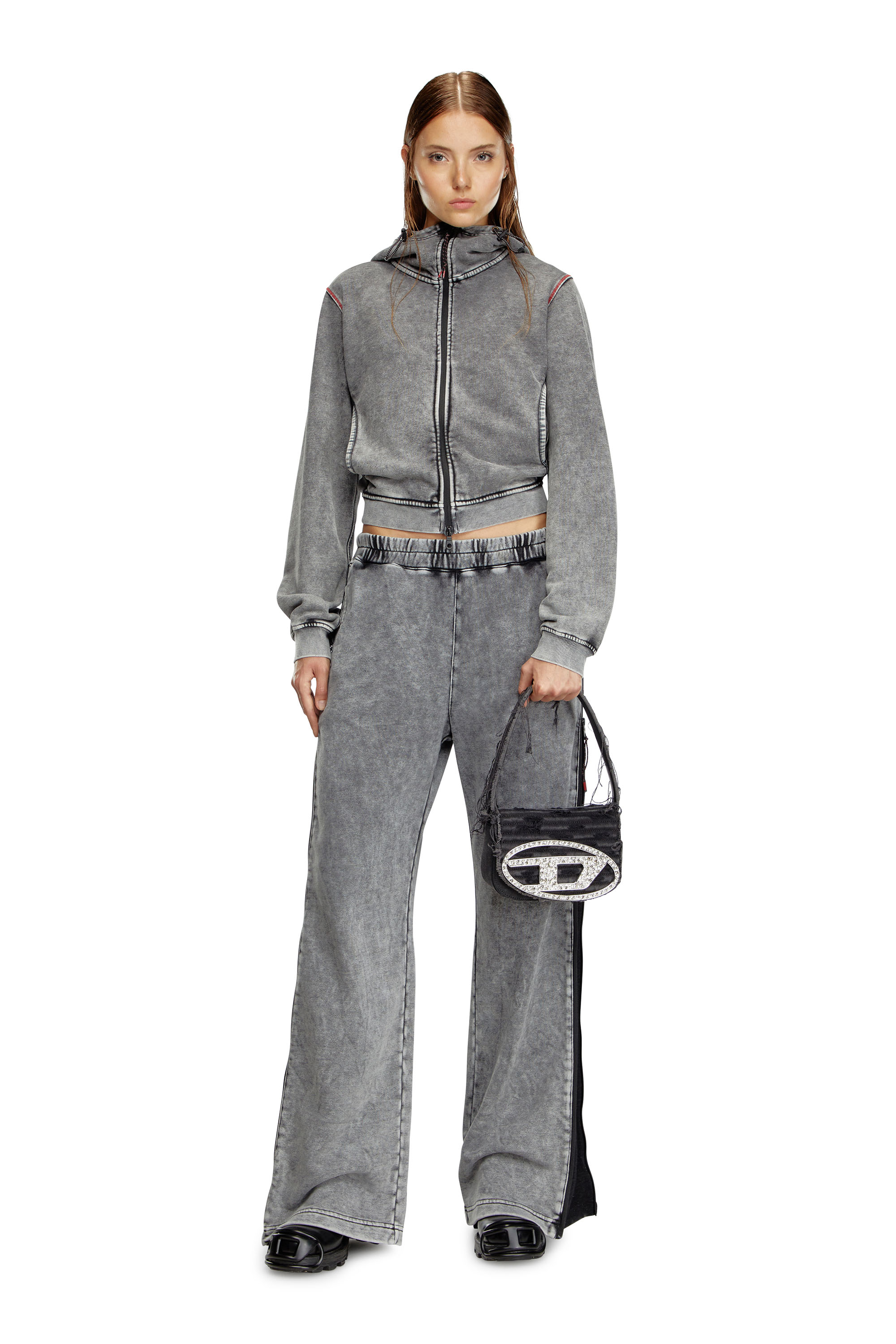 Diesel - 1DR, Damen 1DR-Ikonische Schultertasche aus Canvas und Leder in Schwarz - 2