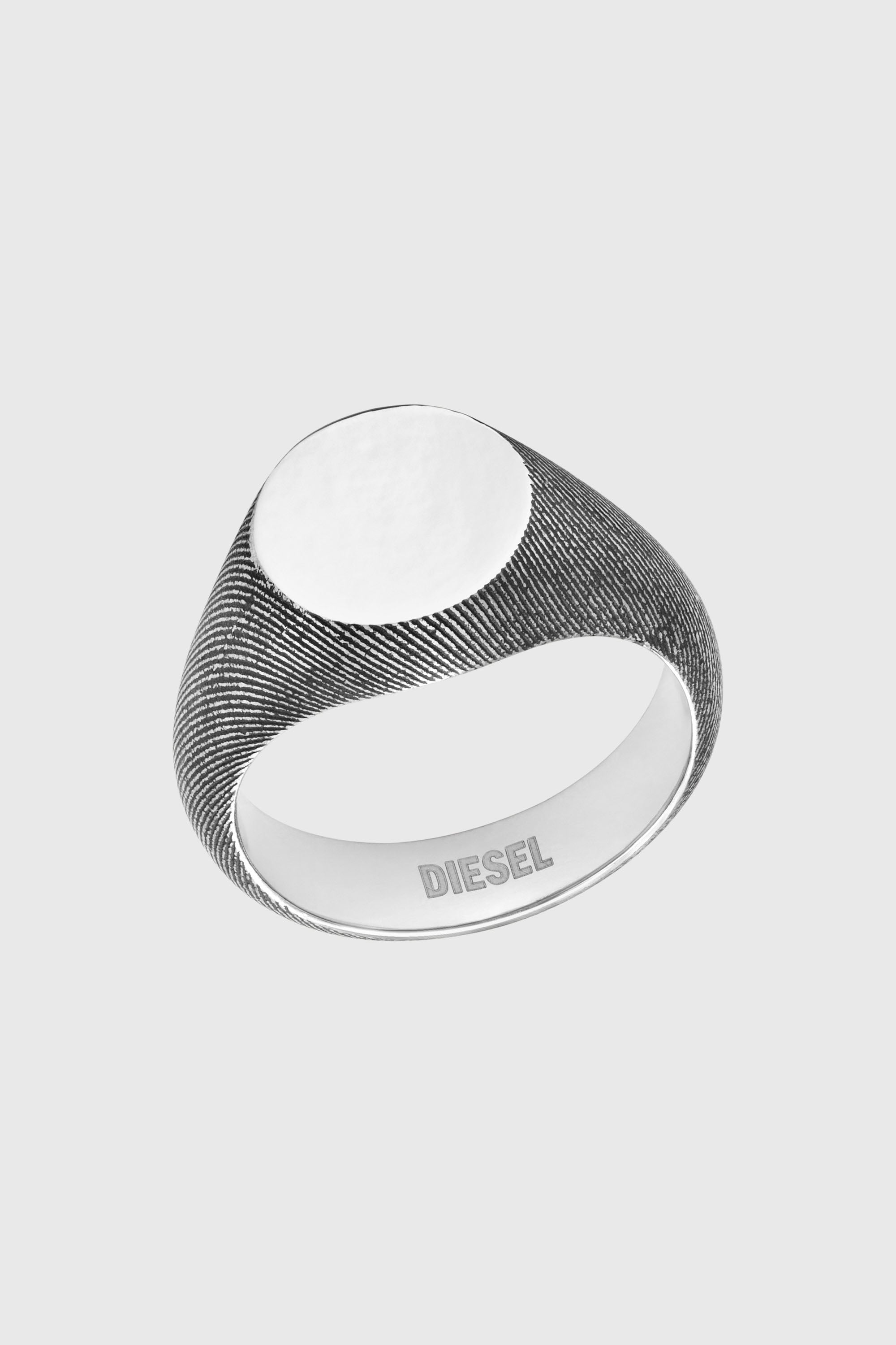 Diesel - DX1736040, Unisex Siegelring aus Edelstahl mit Denim-Textur in Silber - 1