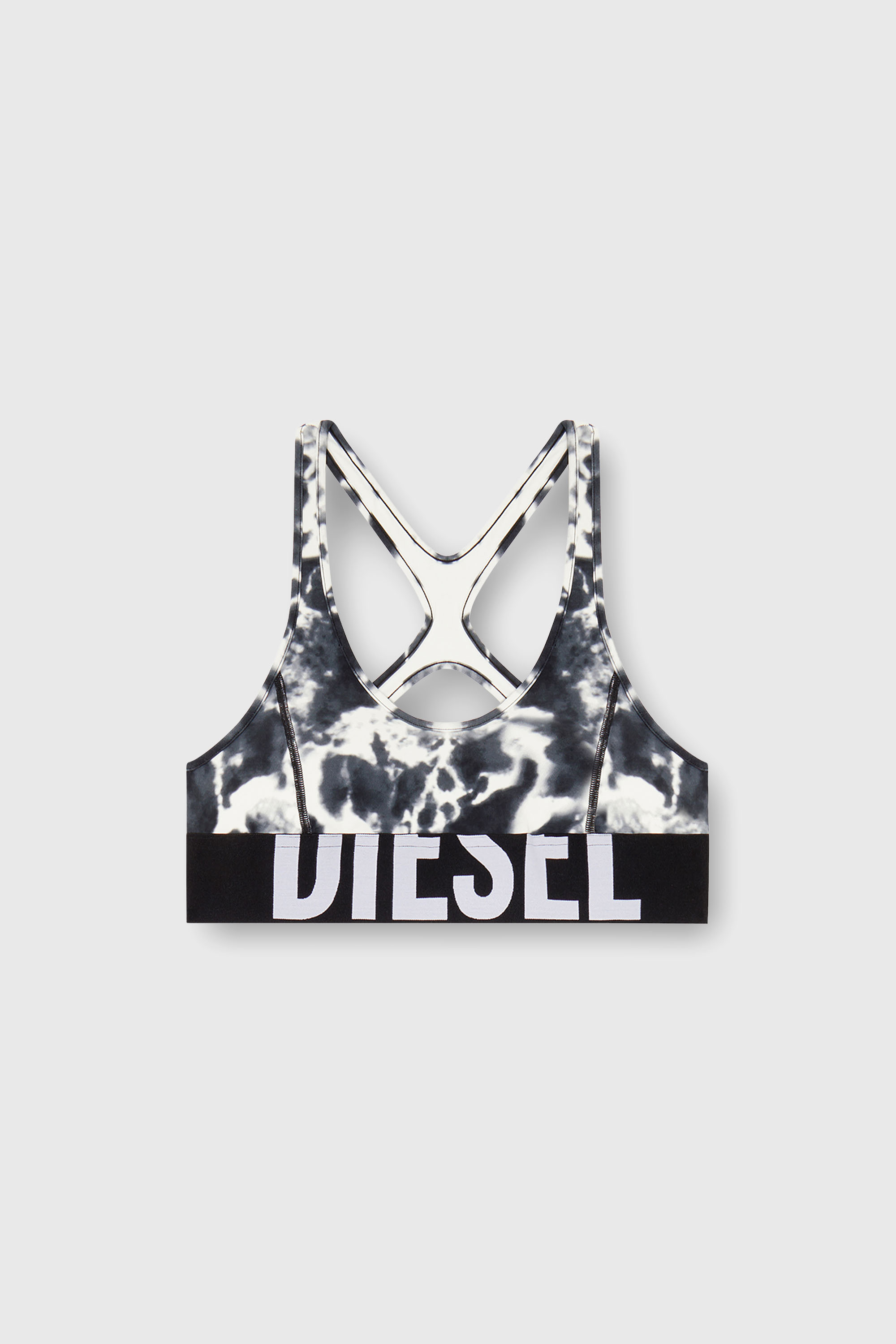 Diesel - ALLISON-D-POP, Damen Sport-BH aus bedruckter Mikrofaser in Weiss/Schwarz - 1