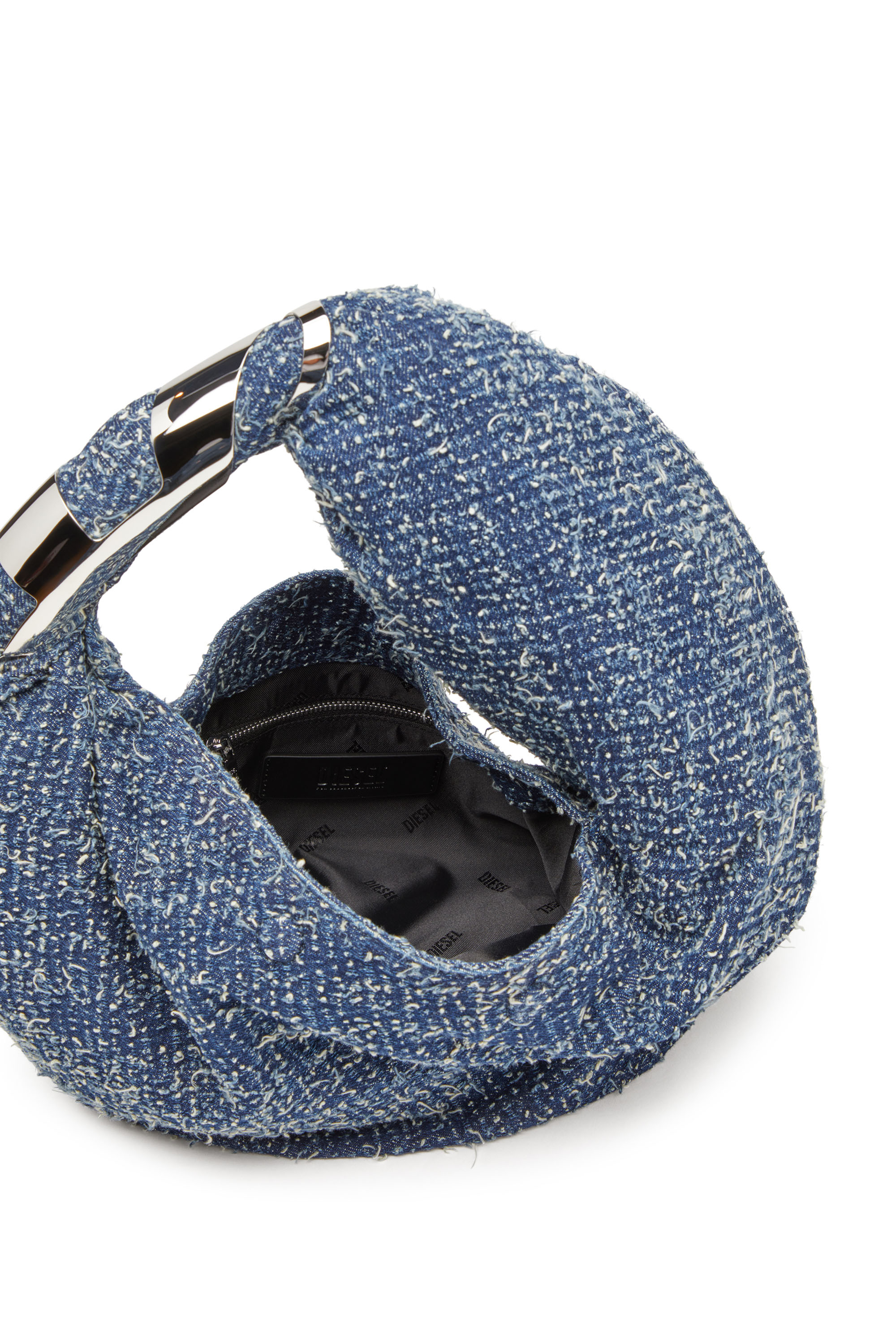 Diesel - GRAB-D HOBO S, Damen Grab-D S-Hobo-Tasche aus Bouclé-Denim in Blau - 4