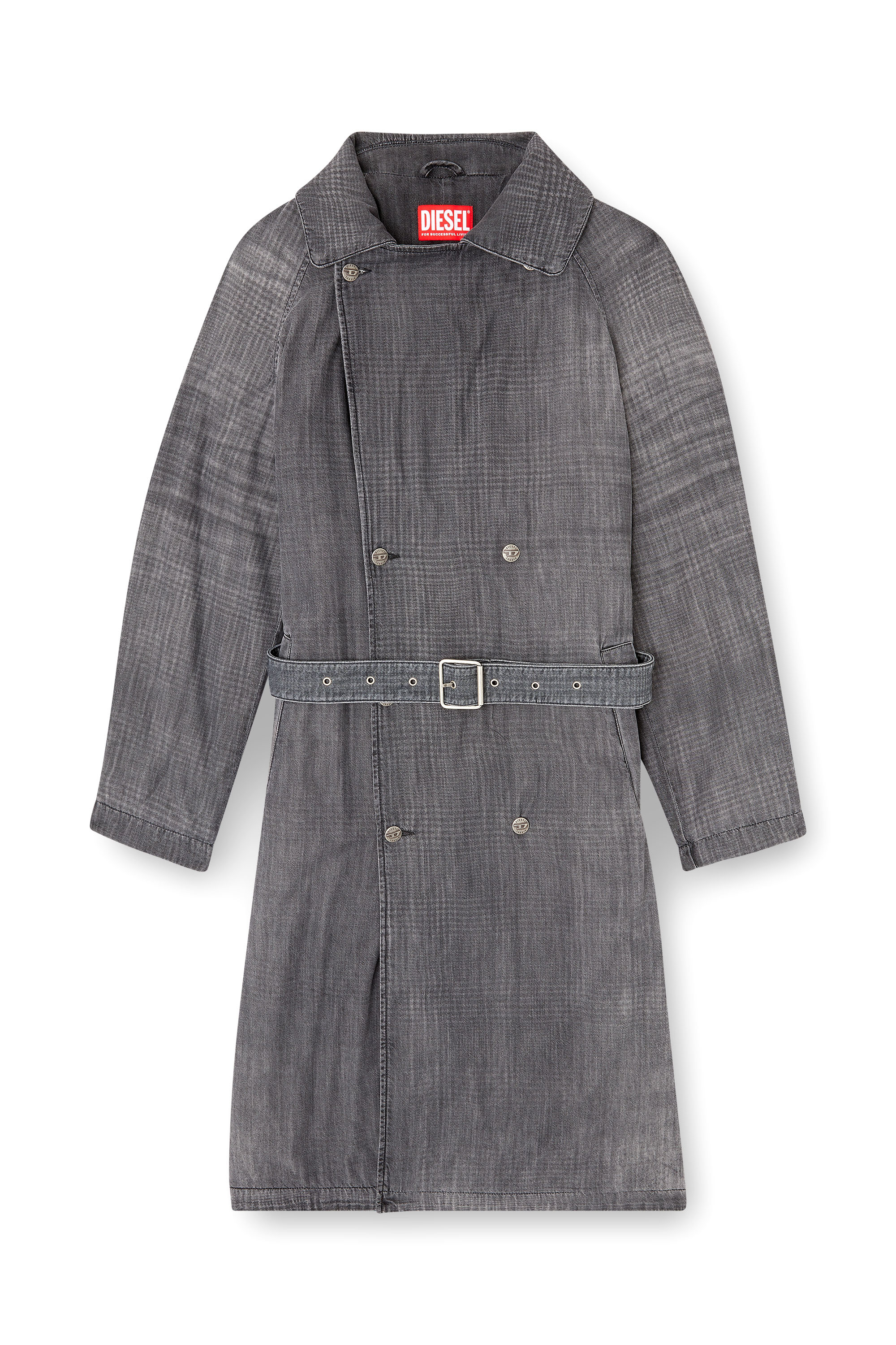 Diesel - D-MATTHEW-S, Unisex Trenchcoat aus gemustertem Denim in Grau - 2