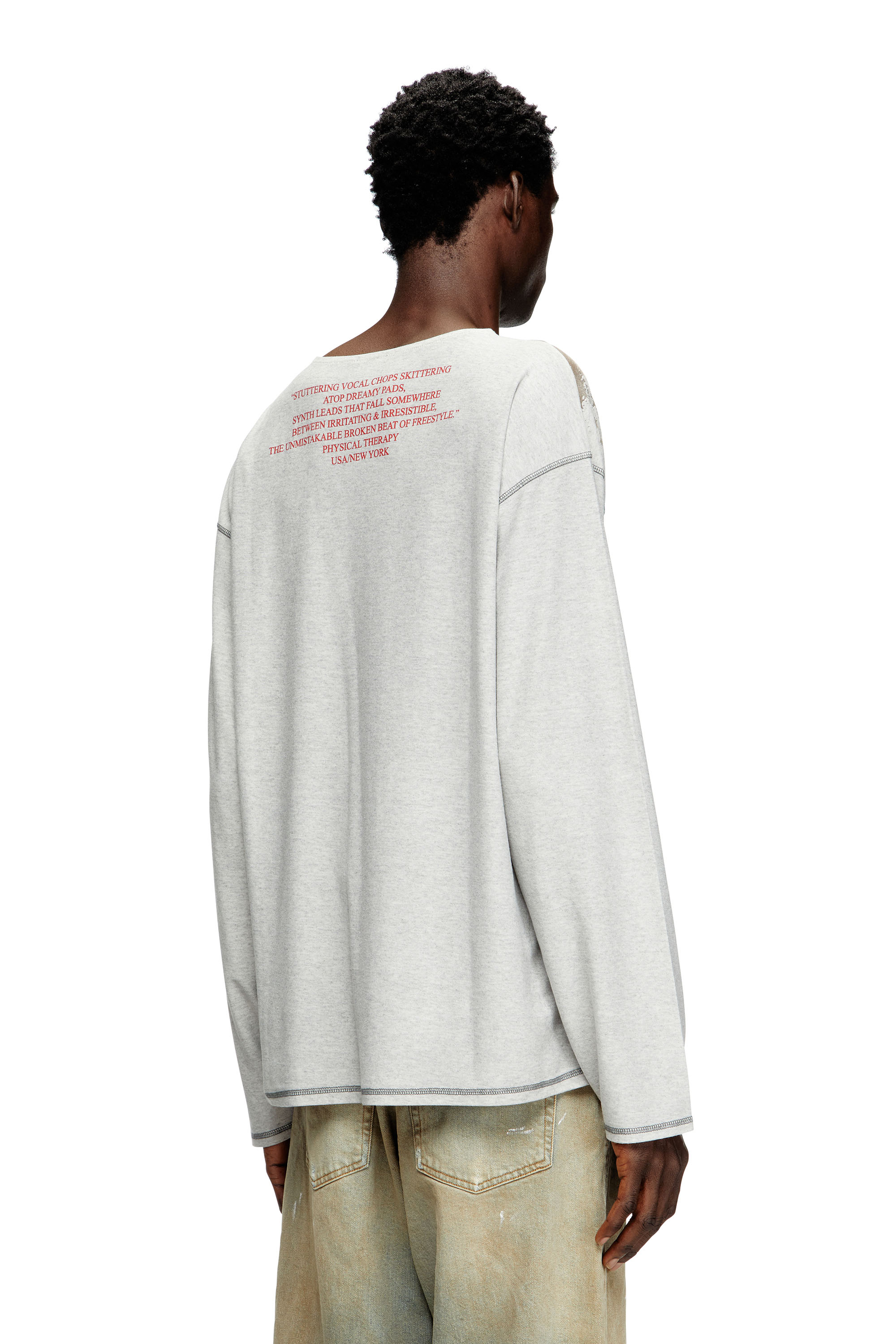 Diesel - T-JERRY-B, Unisex's Long-sleeve T-shirt with lyrics print in Grey - 4