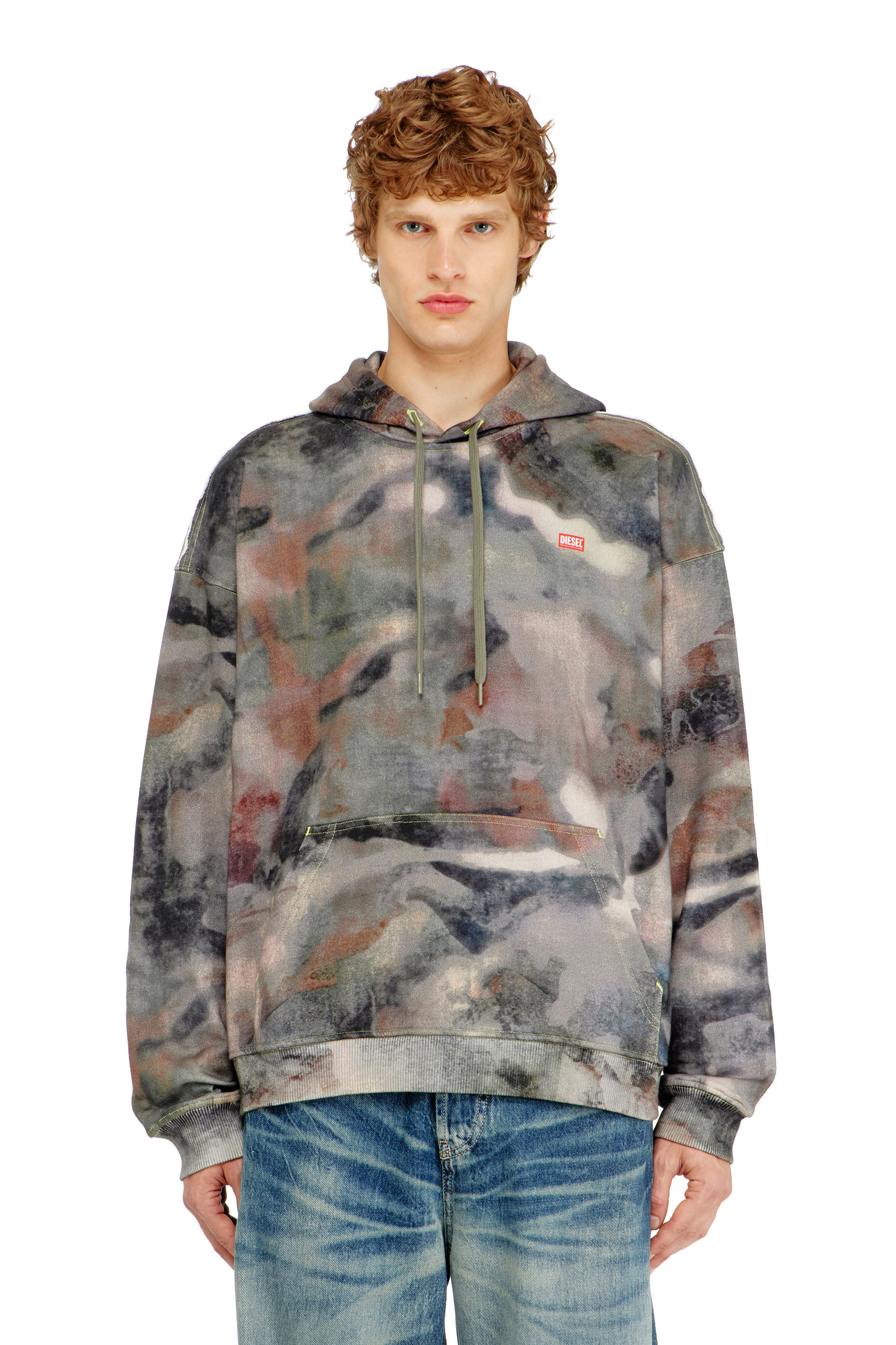 Diesel - S-BOXT-HOOD-V1, Herren Kapuzenpullover aus Bio-Baumwolle mit Camouflagemuster in Braun/Gr&uuml;n - 2