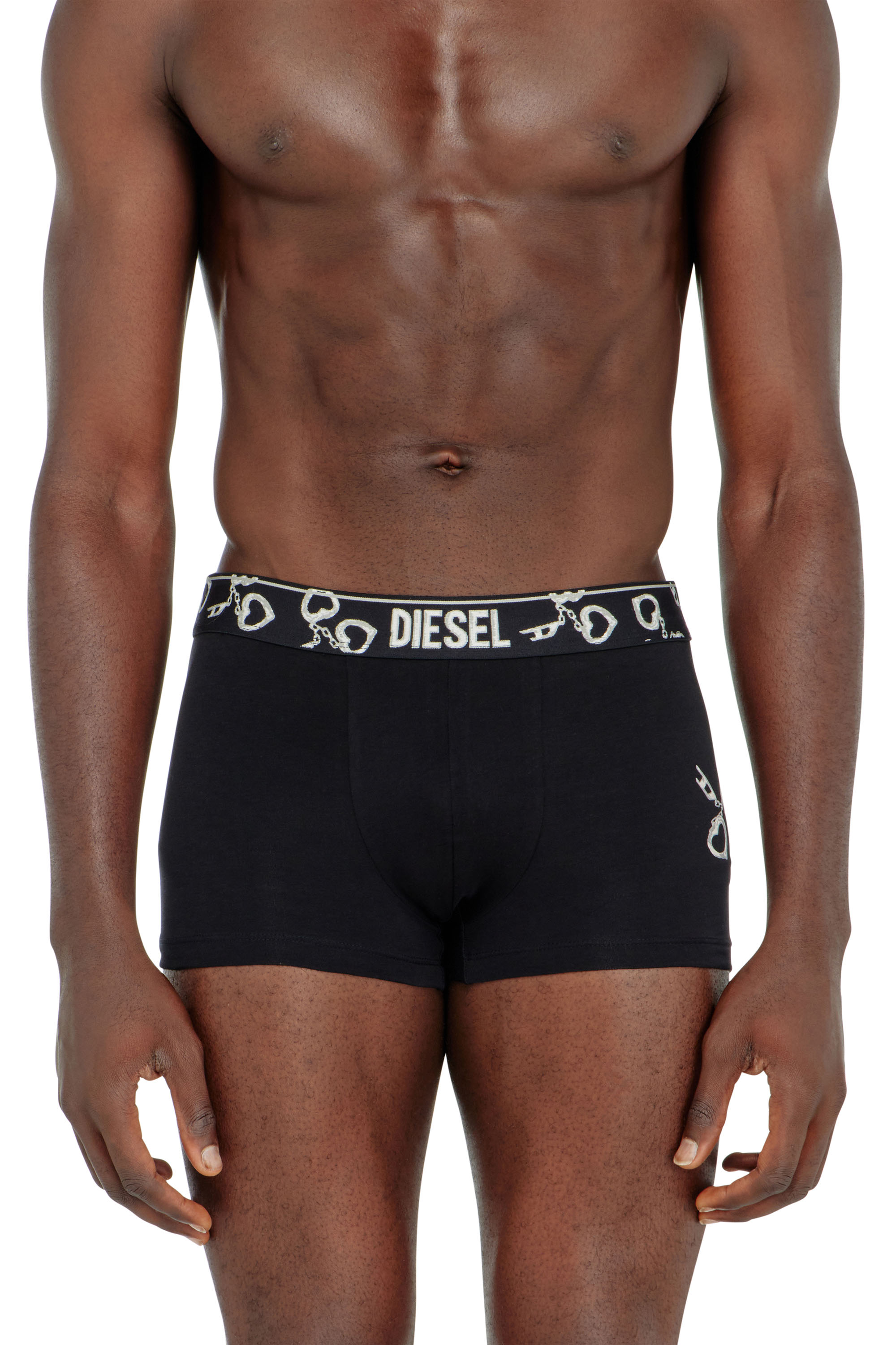 Diesel - DAMIEN-GFT-3PACK, Herren 3er-Pack Boxershorts mit Handschellen-Motiv in Schwarz - 3