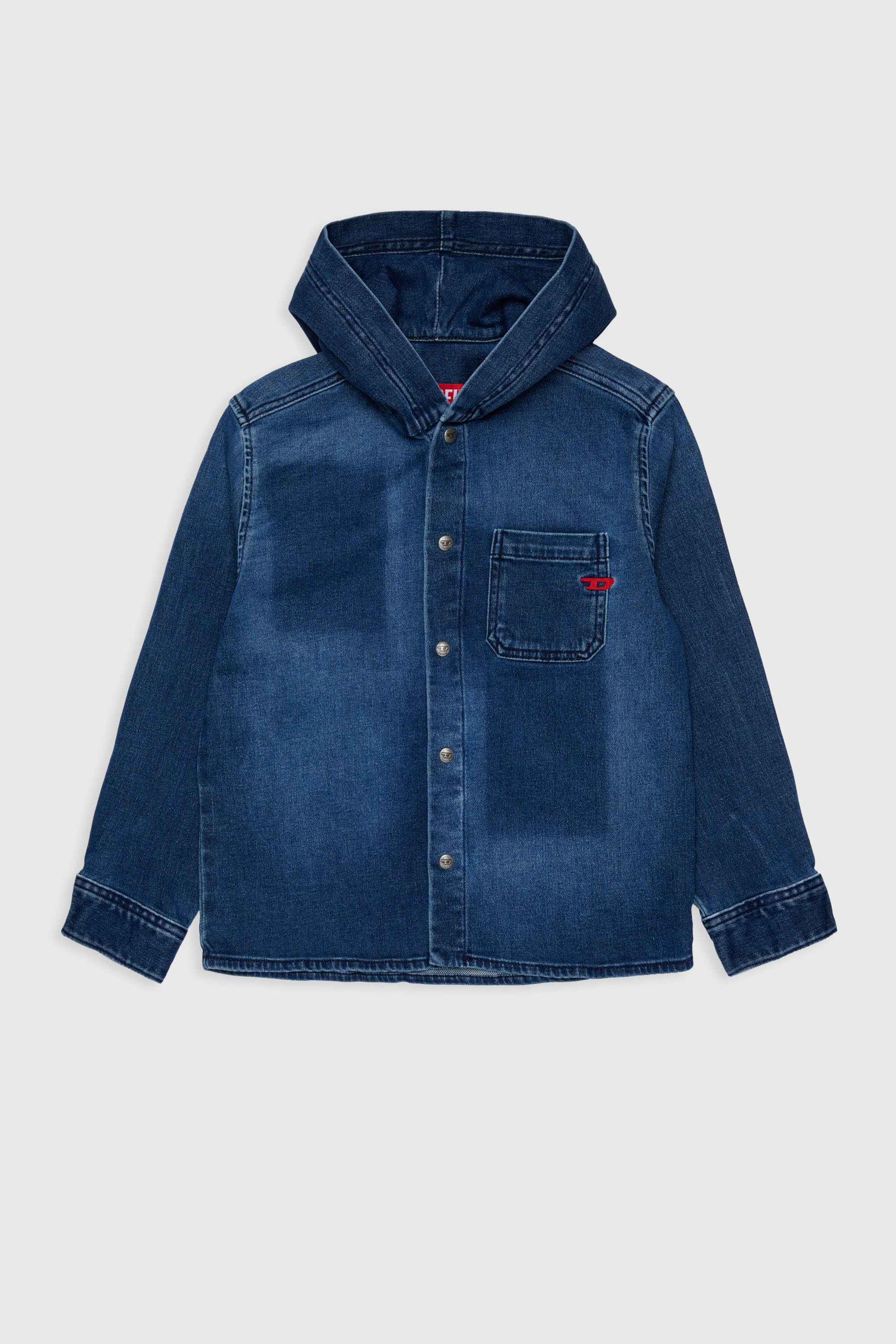 Diesel - CAMPS-OVER JJJ, Man's Hooded shirt in shadow-effect JoggJeans in Dark Blue - 1
