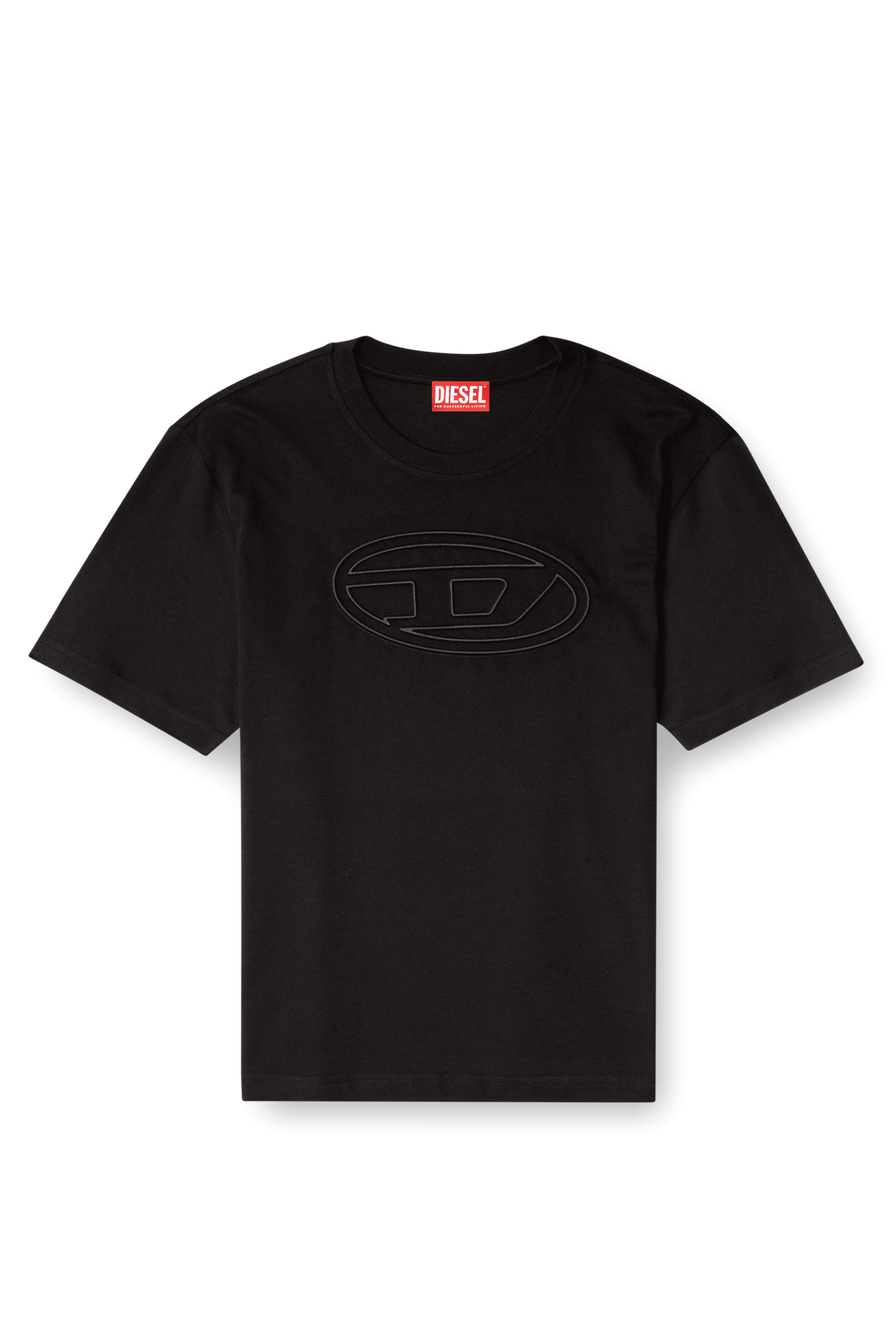 Diesel - T-ADJUST-BIGOVAL, Herren T-Shirt mit Oval D-Prägung in Schwarz - 2