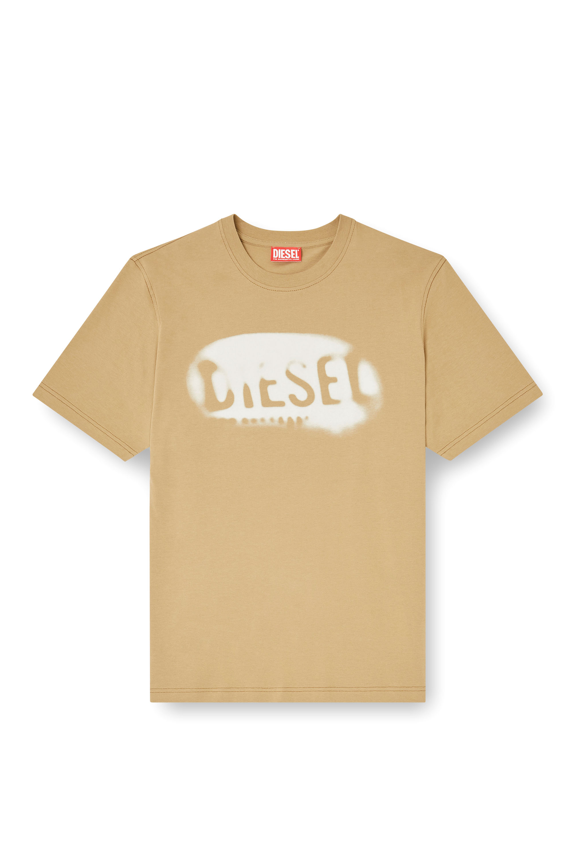 Diesel - T-ADJUST-V2, Herren Leichtes Baumwoll-T-Shirt mit verblasstem Logo in Beige - 3
