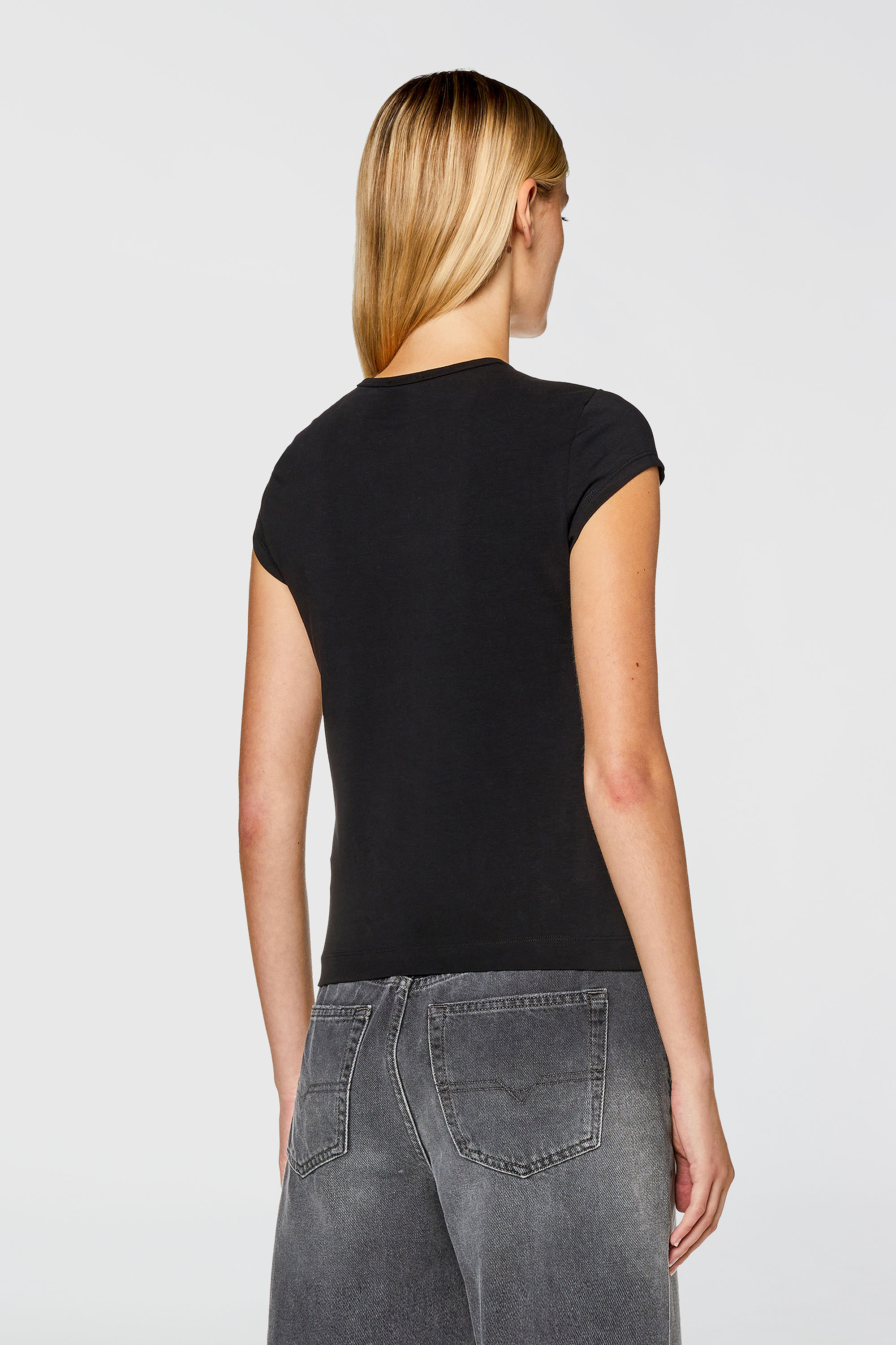 Diesel - T-ANGIE, Damen T-Shirt mit Cutout-Logo in Schwarz - 4