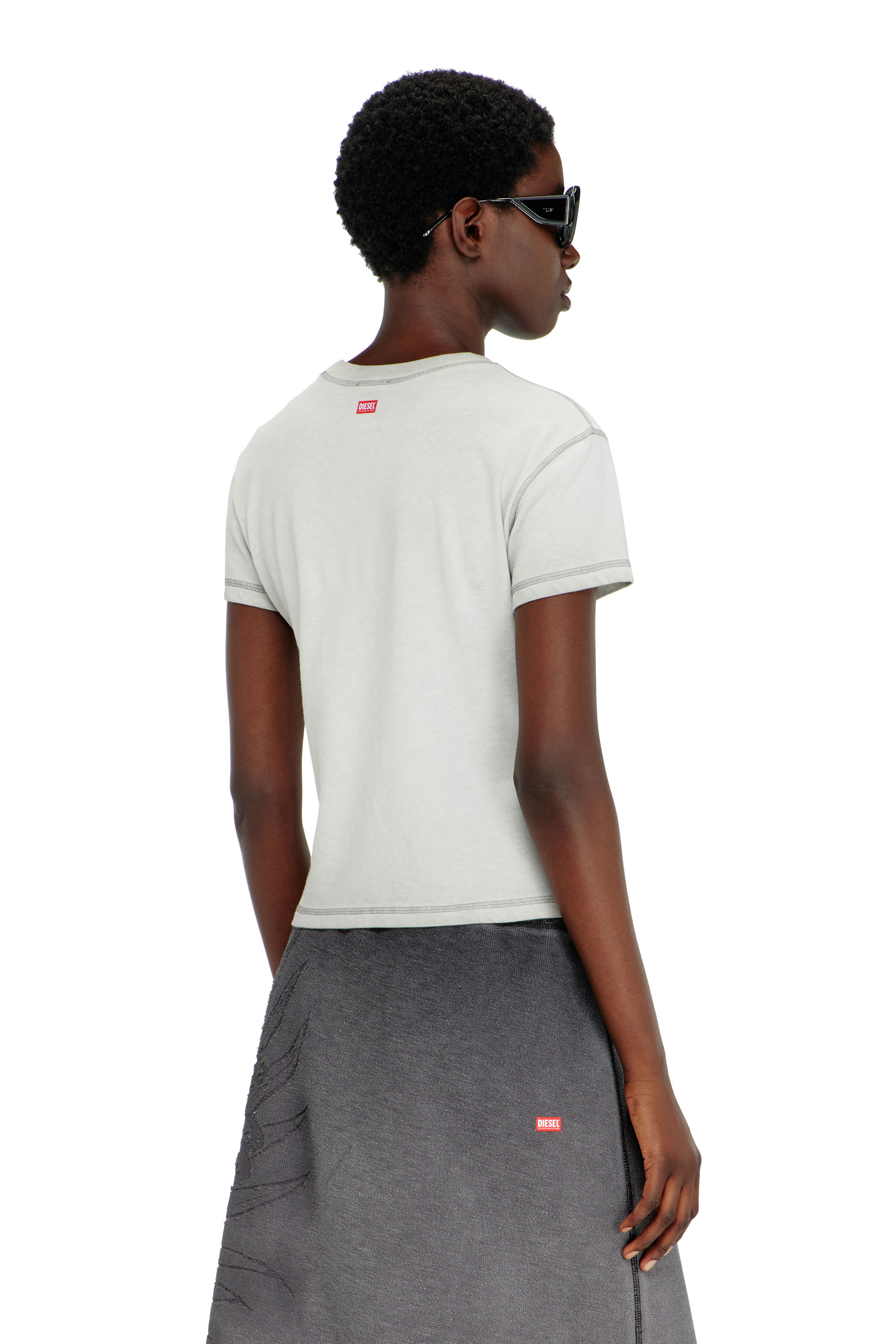 Diesel - O-BEAUTY, Damen Fleece-Midirock mit D&eacute;vor&eacute;-Print in Dunkelgrau - 4