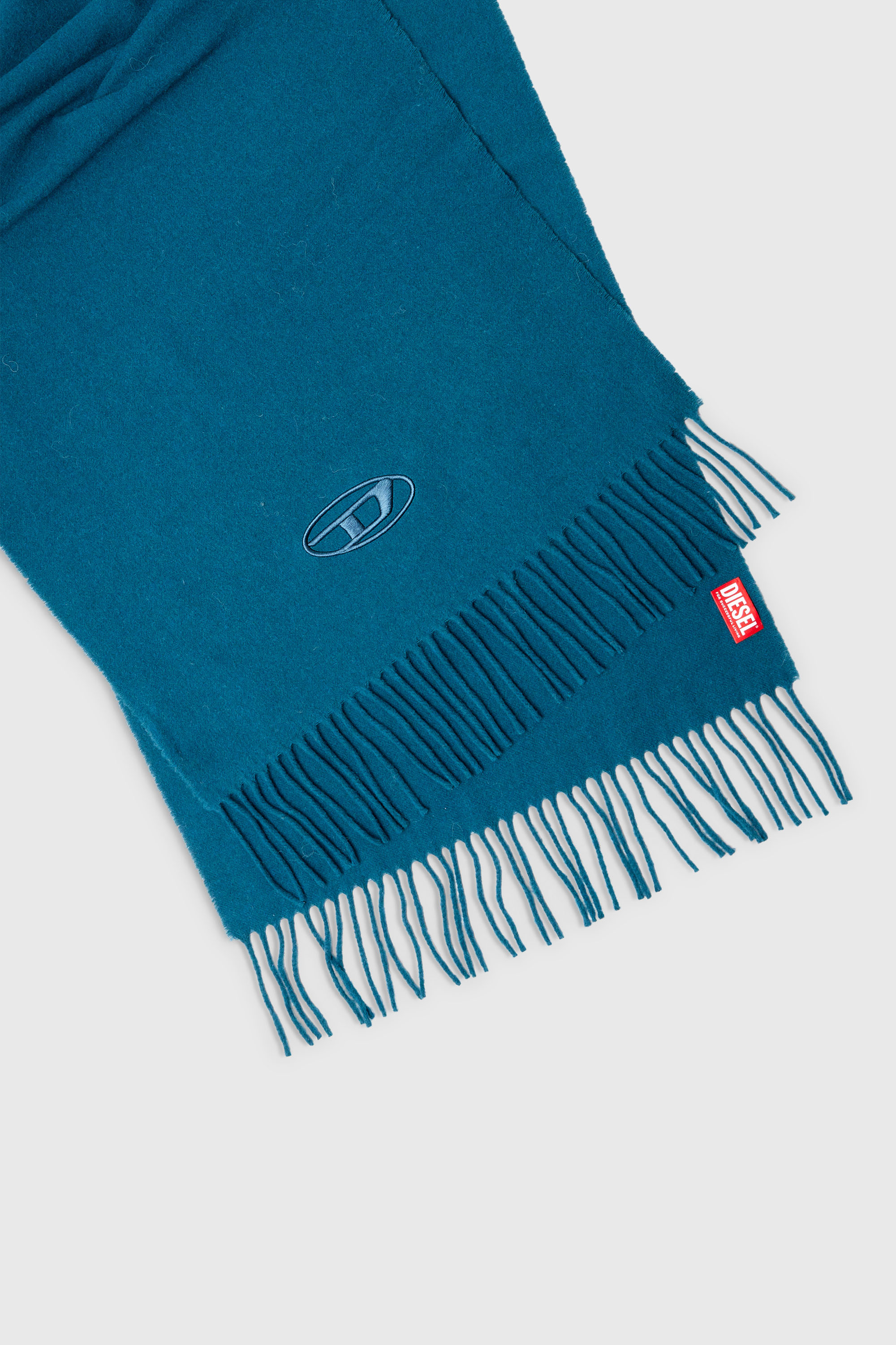 Diesel - S-IMON-D-LONG, Unisex Schal aus Wollmischung mit Fransenabschl&uuml;ssen in Blau - 3
