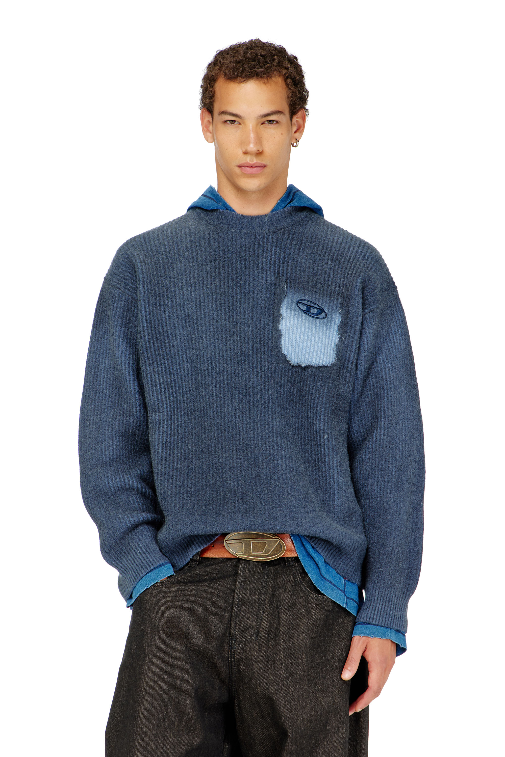 Diesel - K-PICKLER, Herren Pullover aus Wollmischung mit Zier-Brusttasche in null - 1