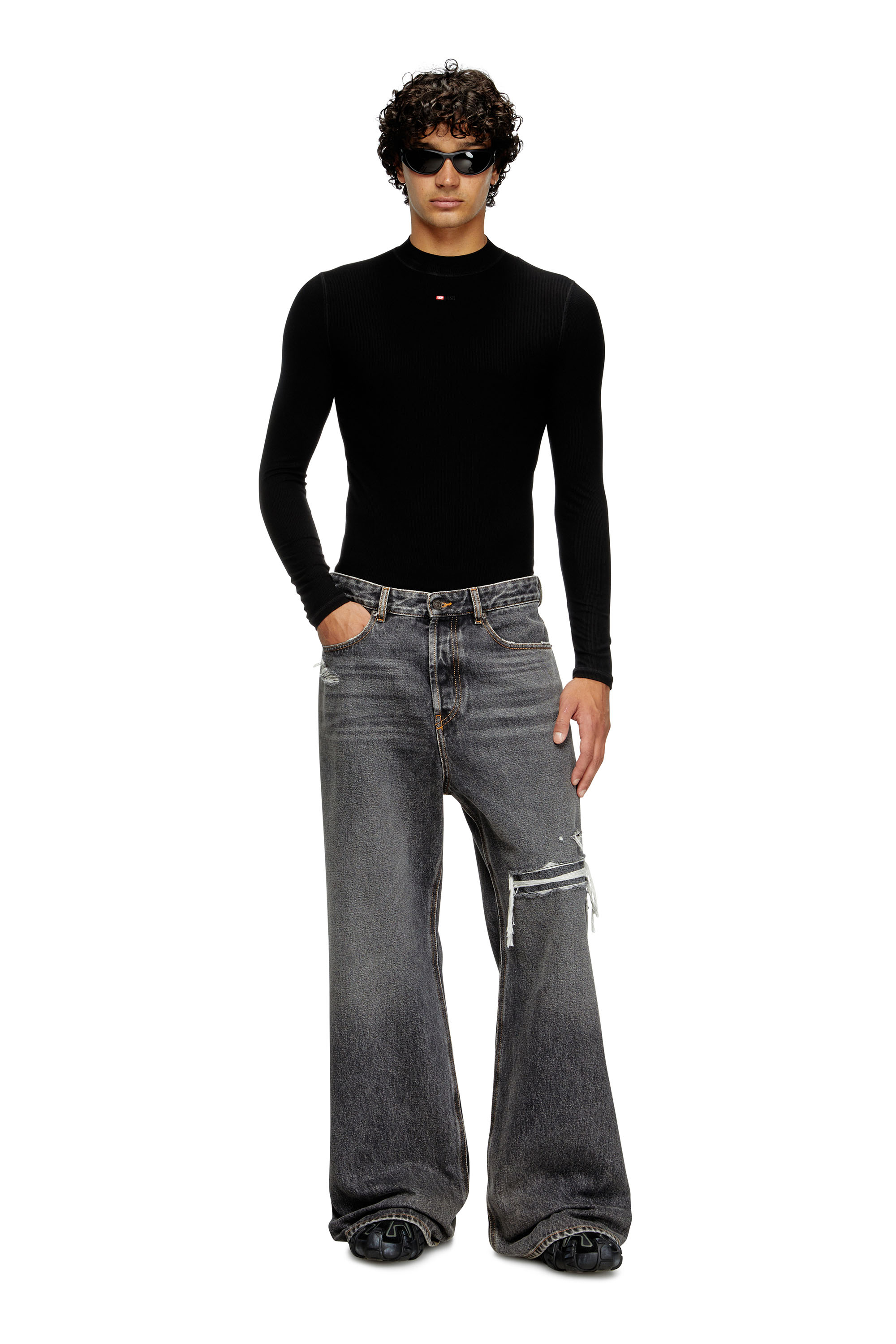 Diesel - Herren Relaxed Jeans D-Rise 007F6, Schwarz/Dunkelgrau - 1