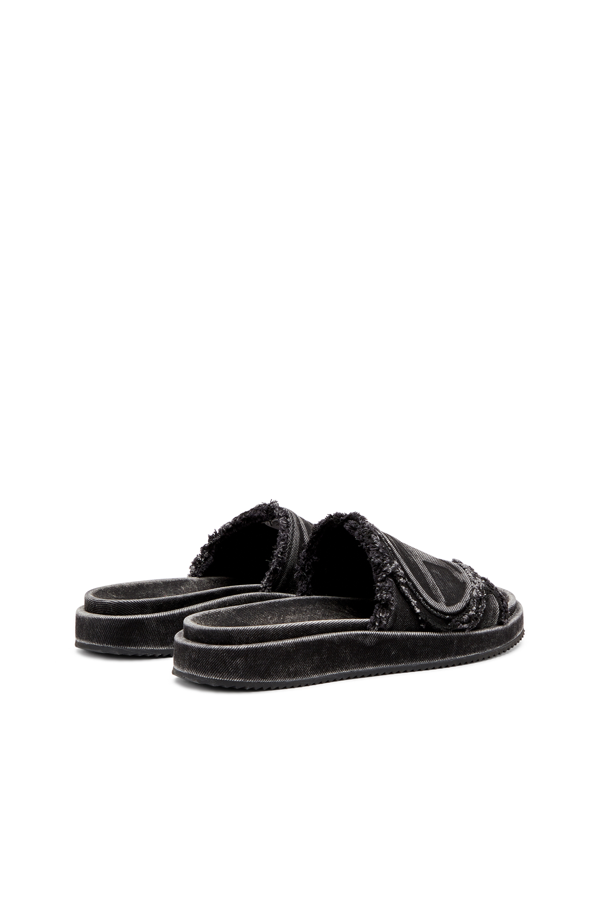 SA-SLIDE D OVAL, Schwarz Diesel - SA-SLIDE D OVAL, Unisex Sa-Slide D-Slides aus vielgetragenem Denim in Schwarz - 3