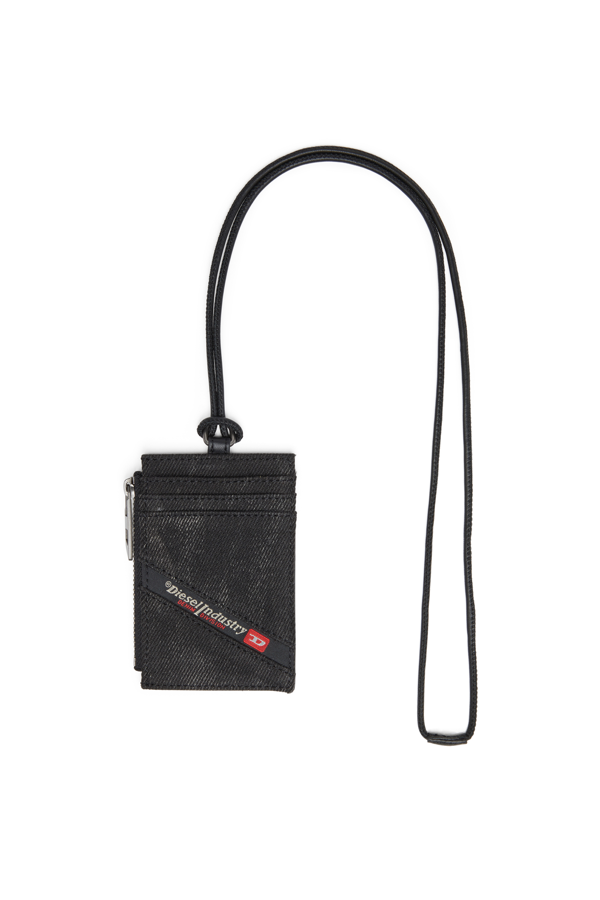 Diesel - MULTI-PKTS BADGE HOLDER, Herren Ausweishalter aus Denim mit Lederdetails in Schwarz - 1