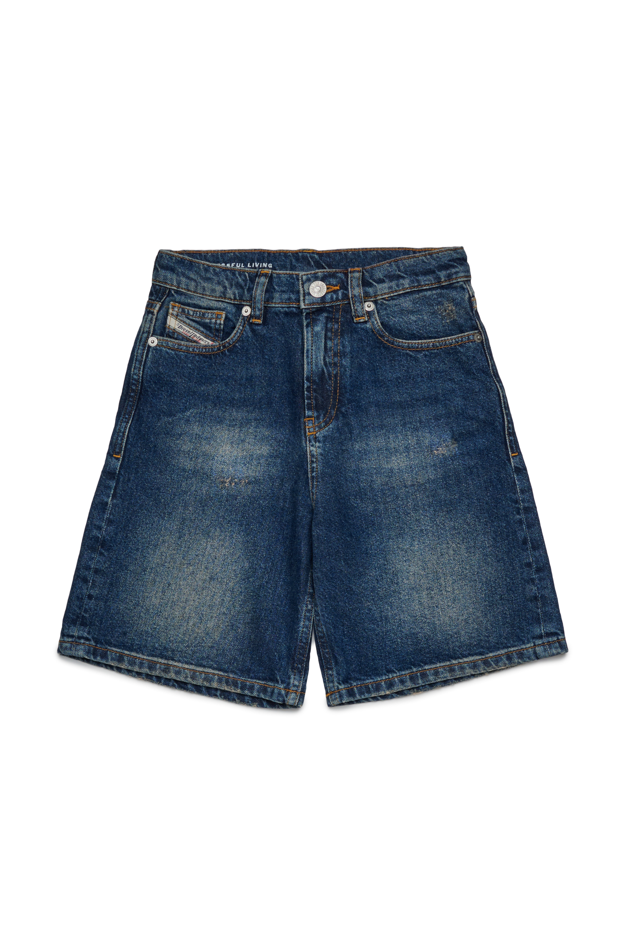 Diesel - D-ARGJX-SHORT-J, Damen Denim-Shorts im Used-Look in Dunkelblau - 1