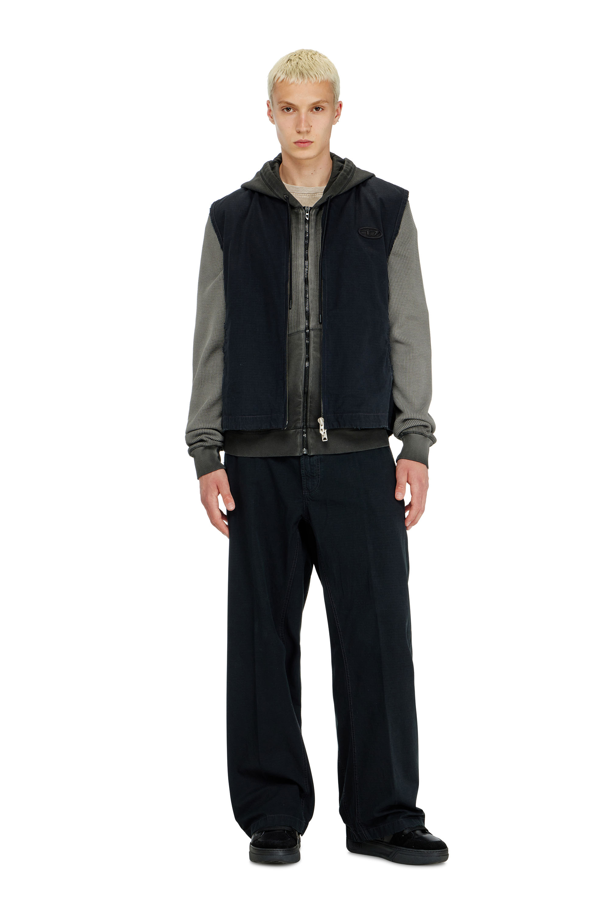 Diesel - J-TYPE-CO-SL, Herren Baumwoll-ripstop-Weste mit Oval D patch in Schwarz - 1